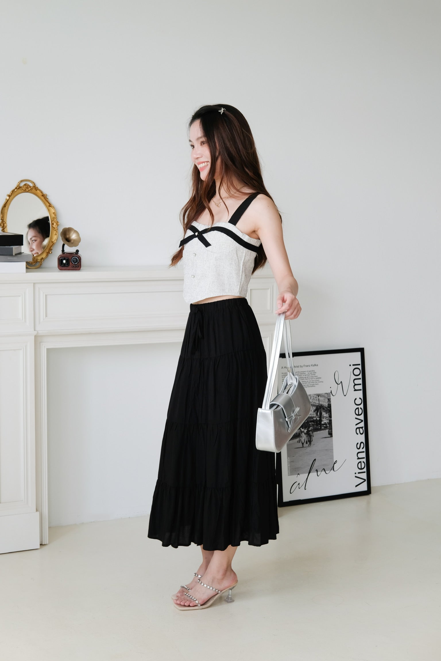 L'amore Tiered Maxi Skirt (Black)