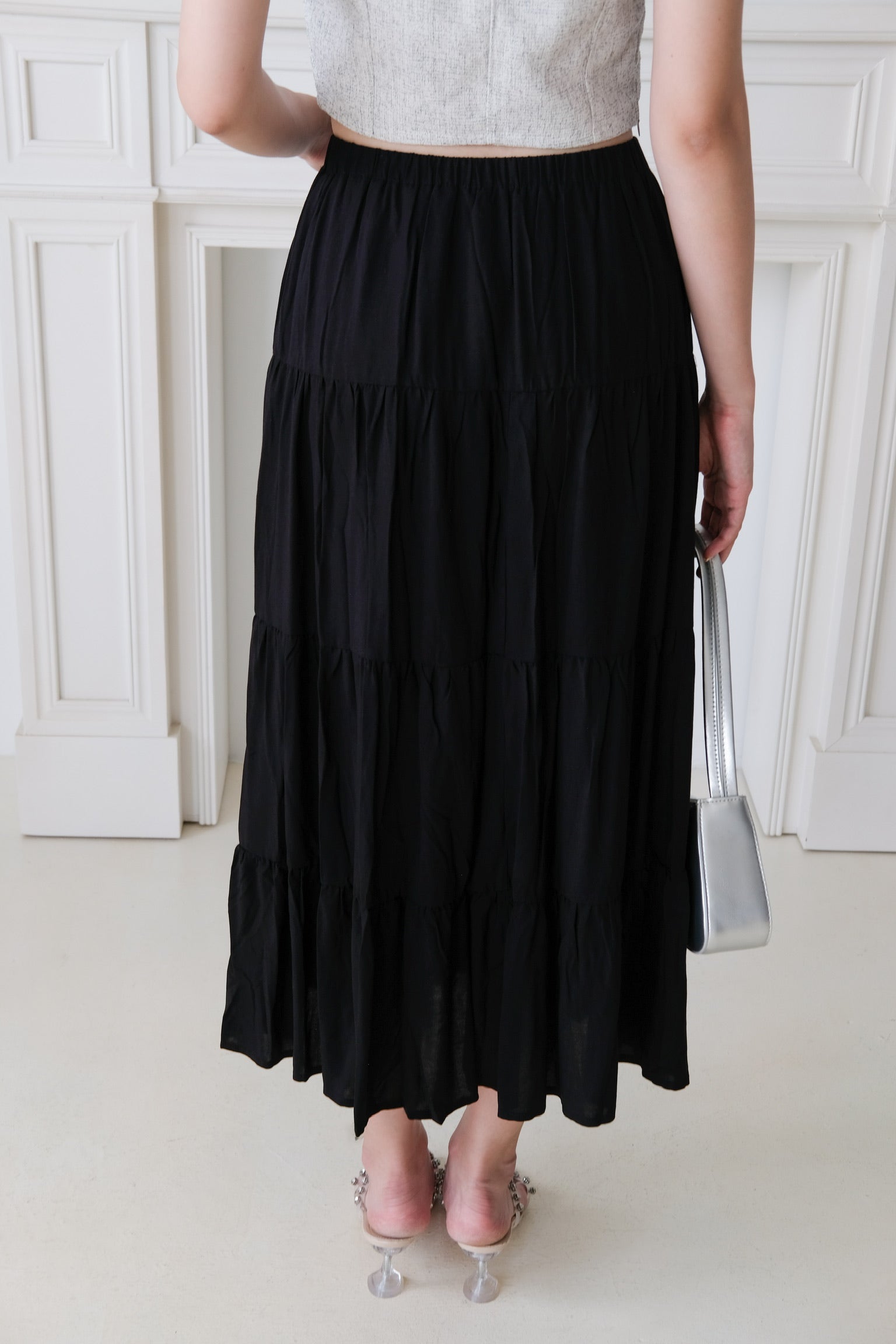 L'amore Tiered Maxi Skirt (Black)