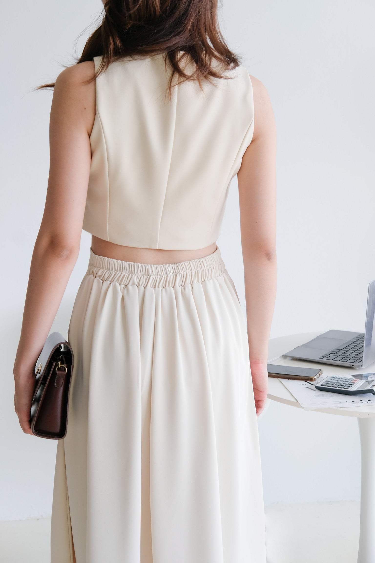 Bethany Midi Skirt (Beige)