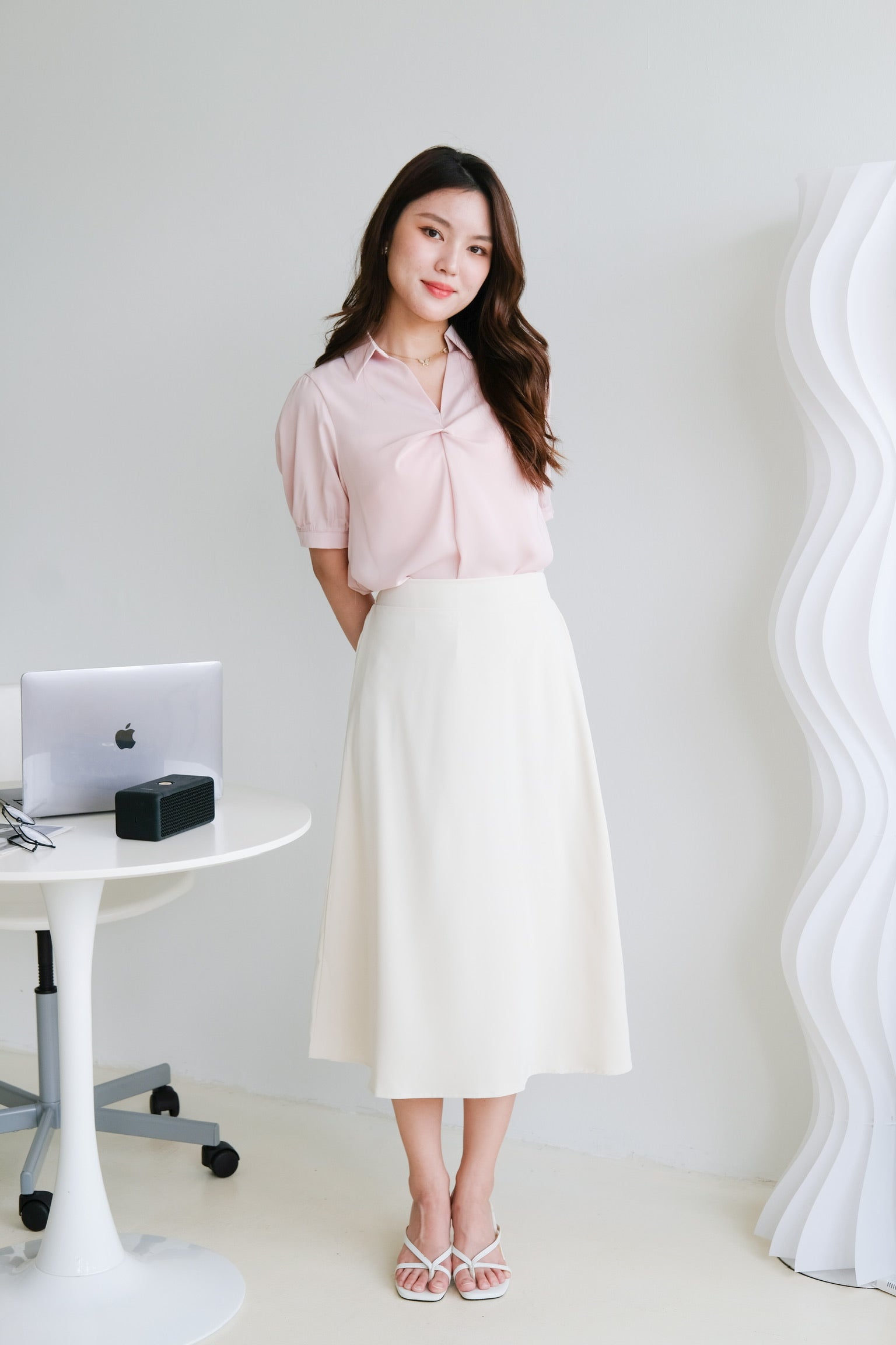 Bethany Midi Skirt (Beige)