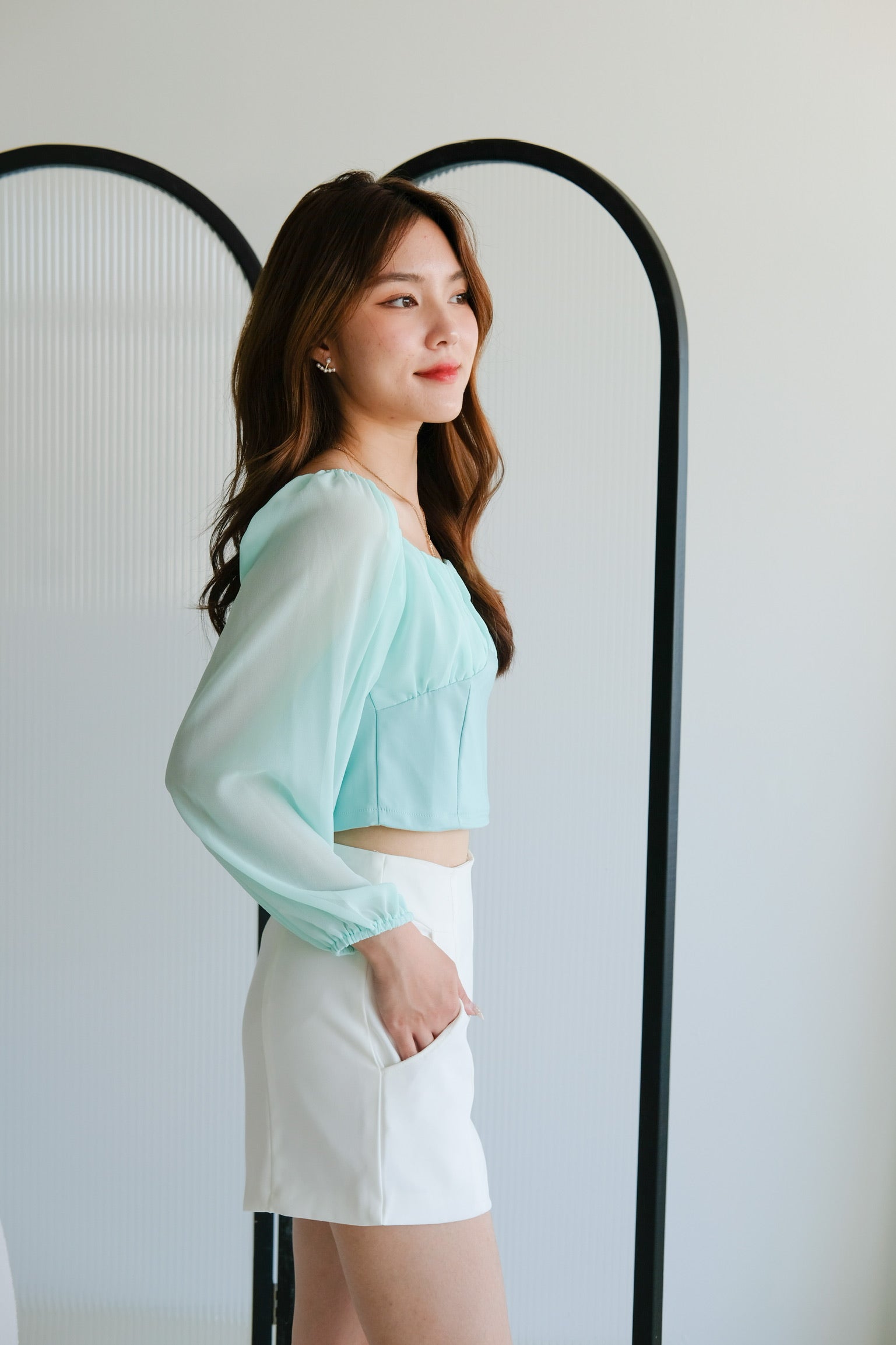 Heliene Sweetheart Mesh Top (Mint)
