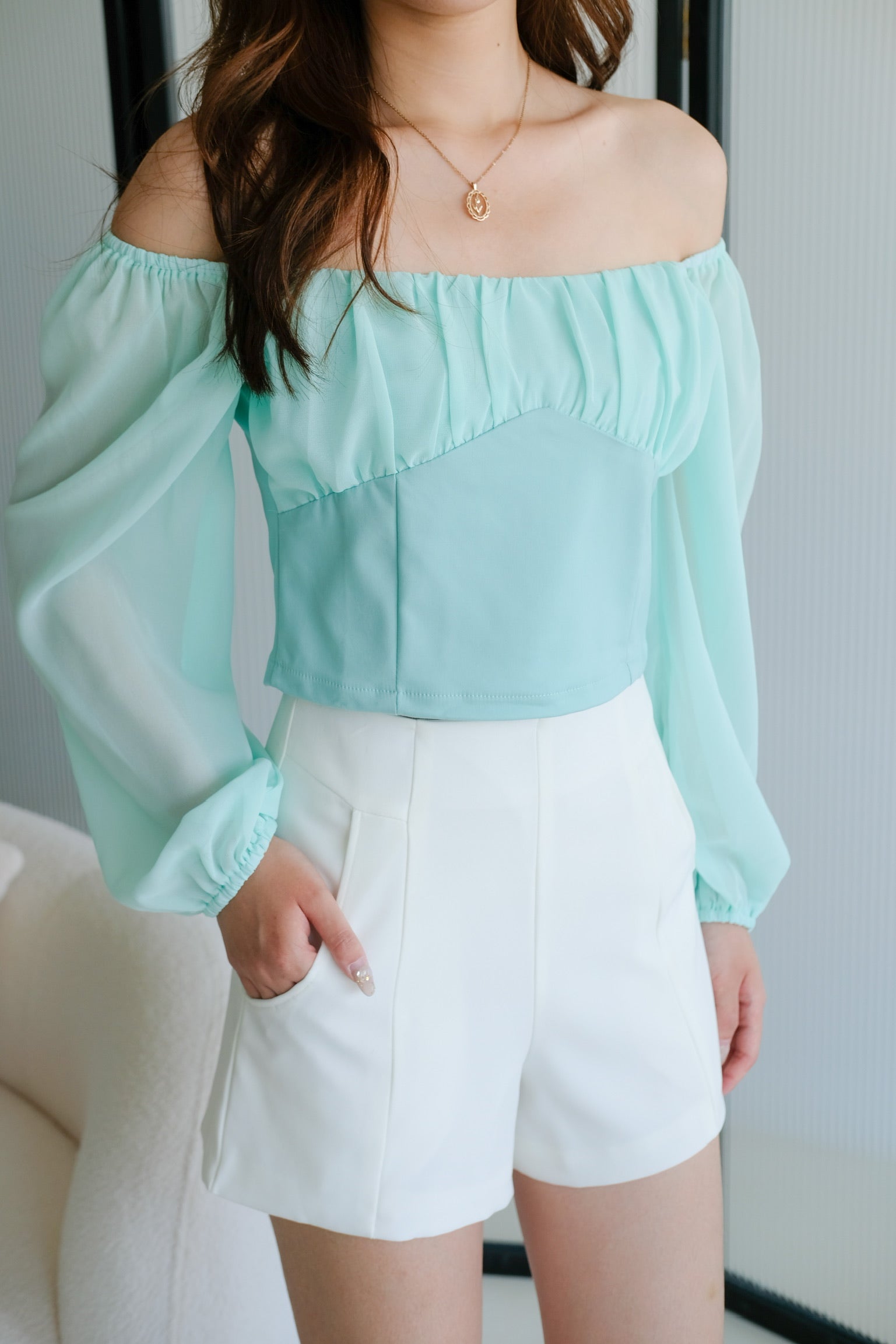 Heliene Sweetheart Mesh Top (Mint)