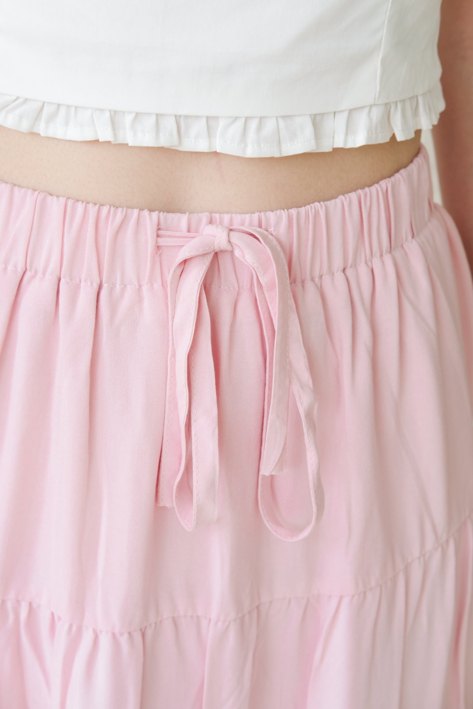 L'amore Tiered Maxi Skirt (Baby Pink)