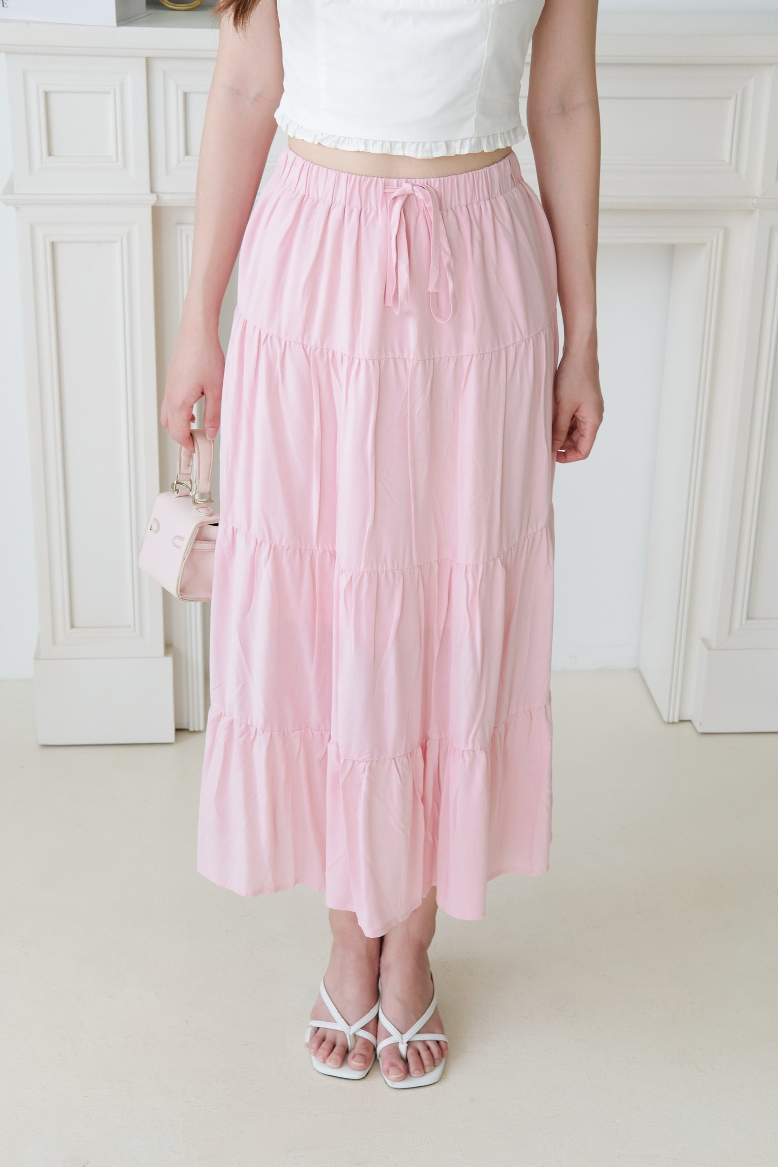 L'amore Tiered Maxi Skirt (Baby Pink)