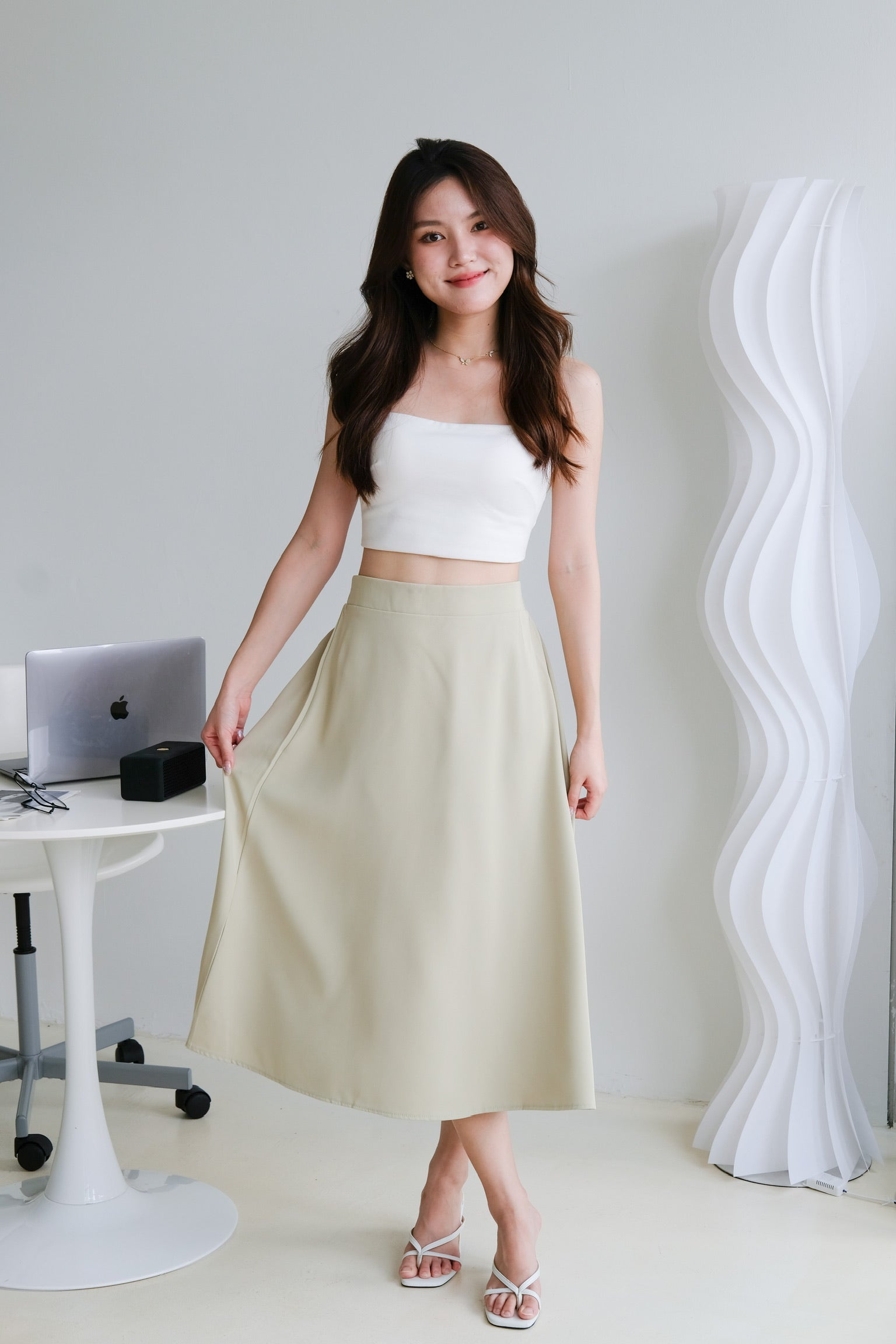 Bethany Midi Skirt (Olive)