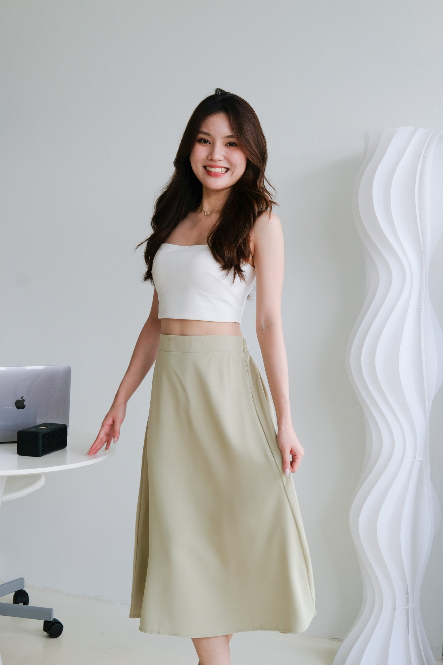 Bethany Midi Skirt (Olive)