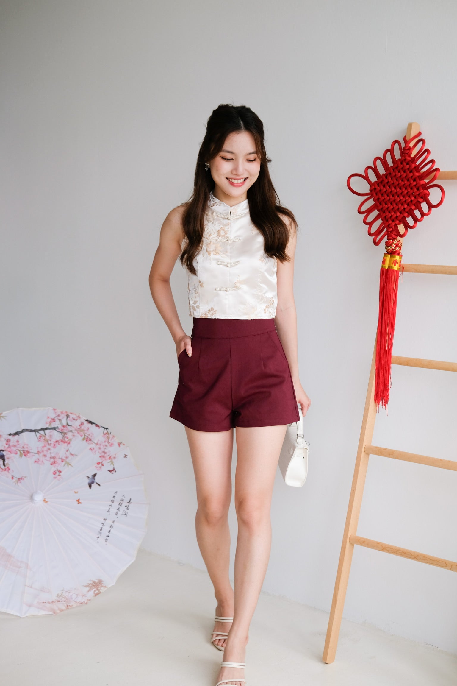 Regina High Waist Shorts (Wine)