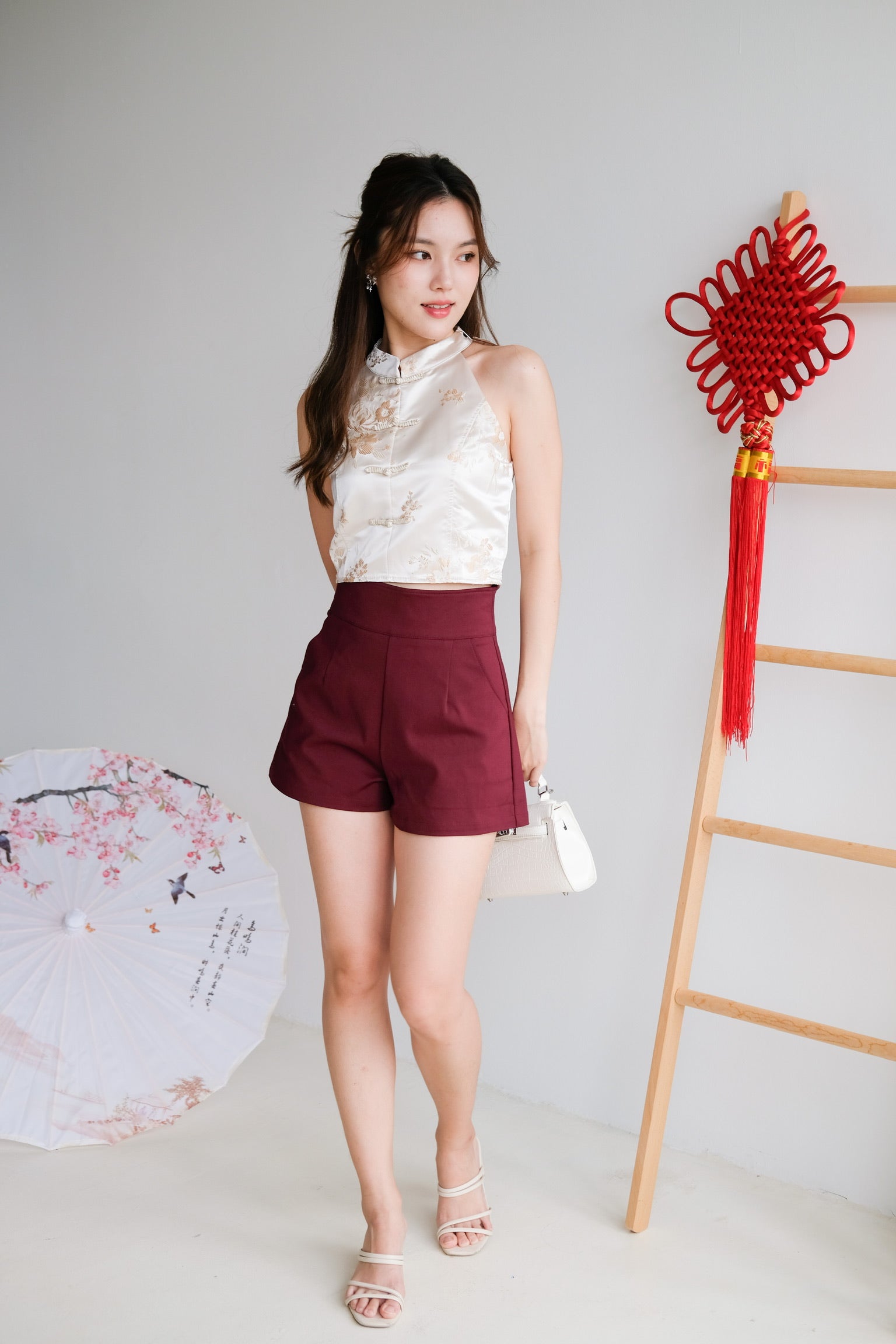 Regina High Waist Shorts (Wine)