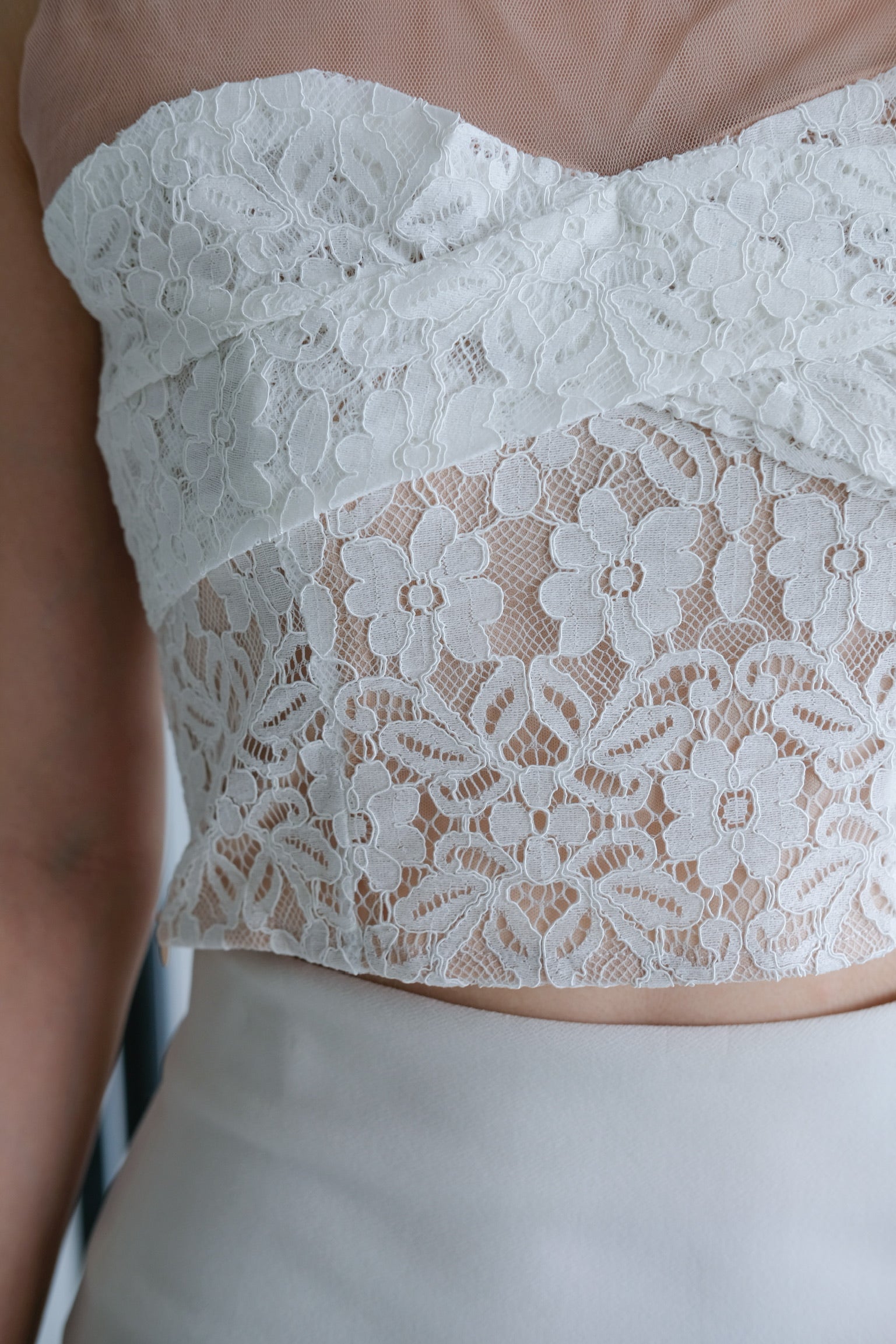 Janette Lace Crop Top (White)
