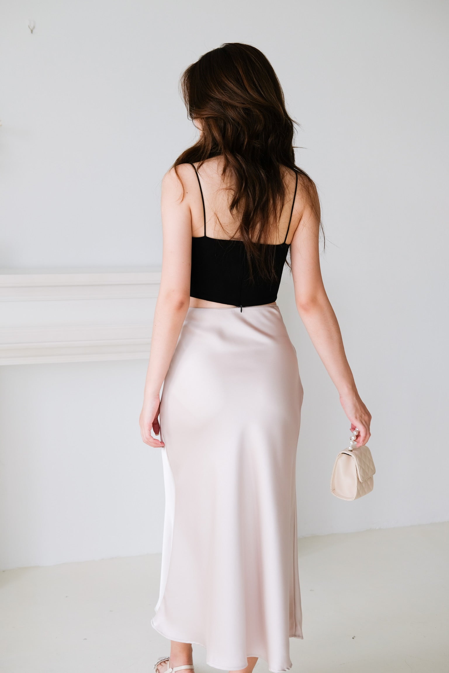 Claire Satin Maxi Skirt (Champagne)