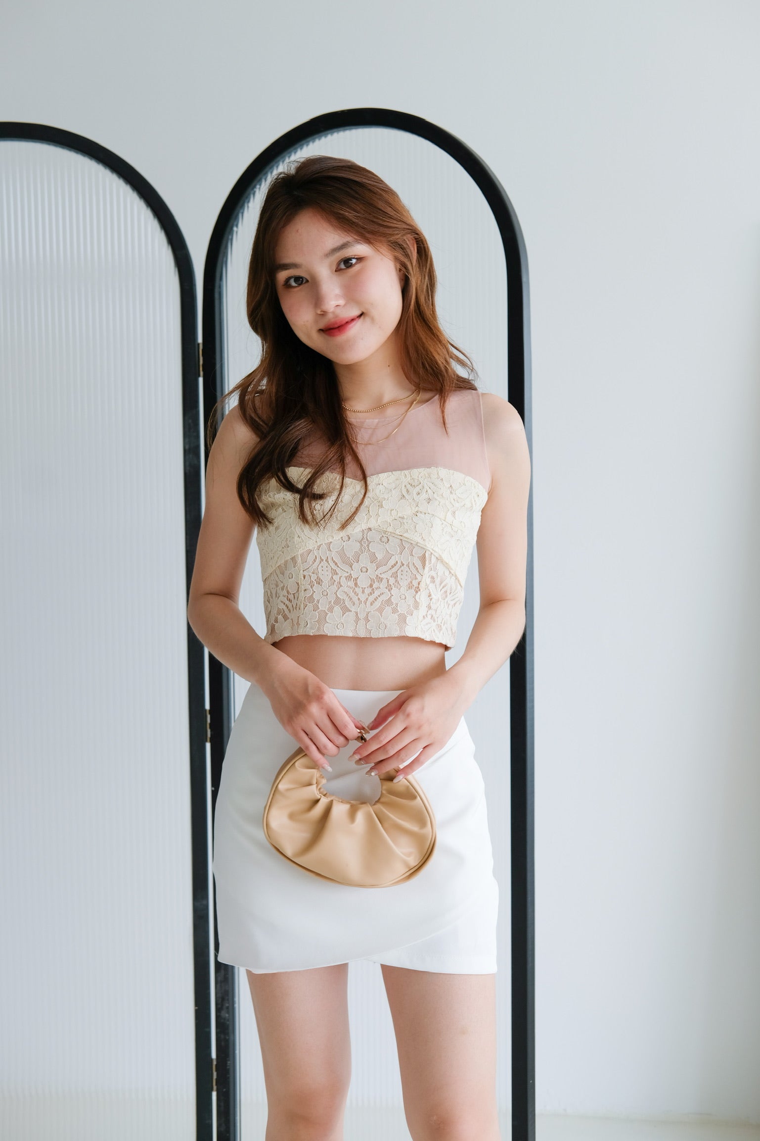 Janette Lace Crop Top (Cream)
