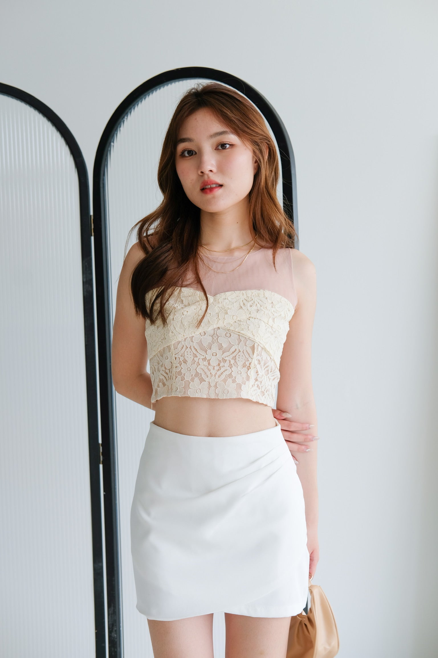Janette Lace Crop Top (Cream)
