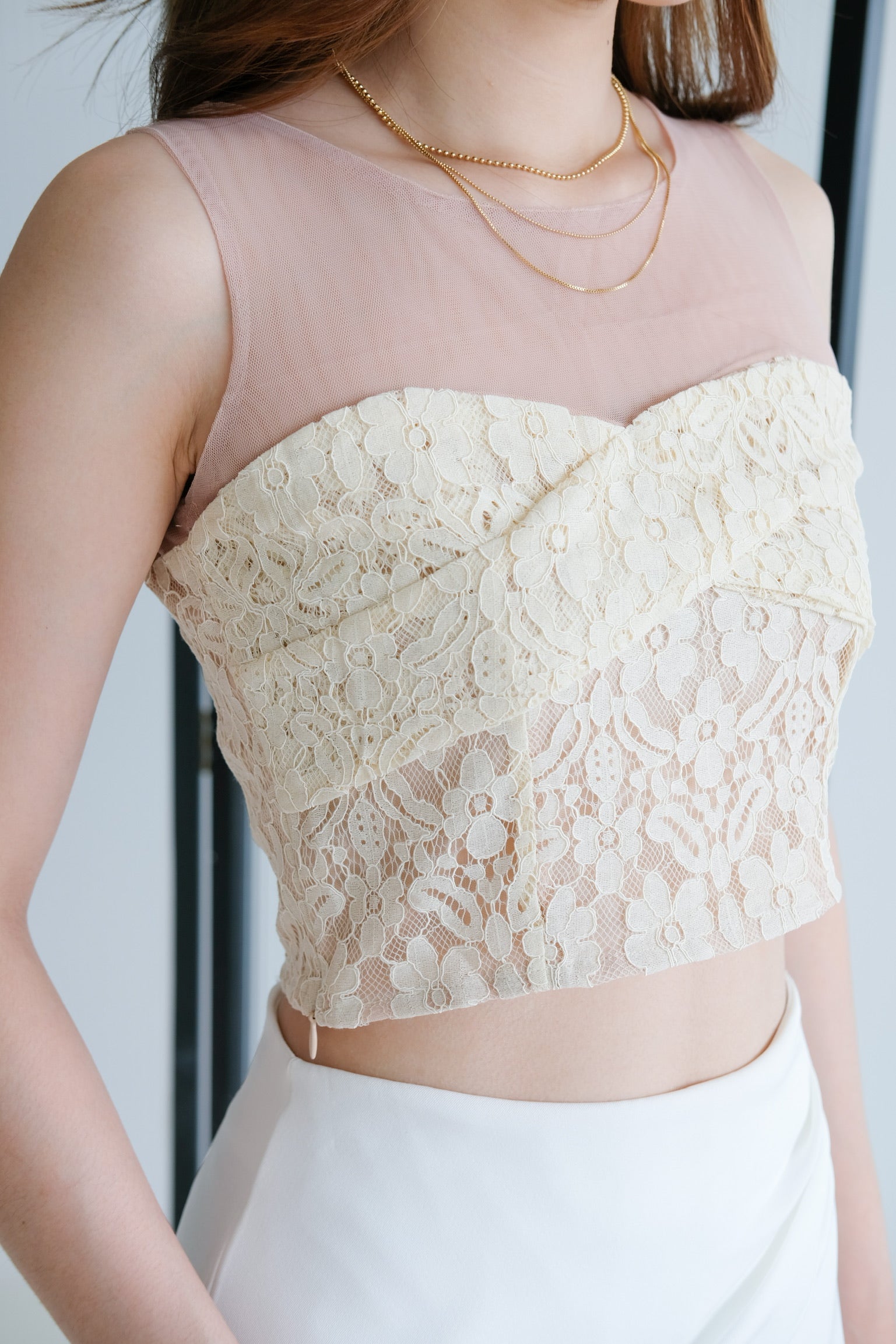 Janette Lace Crop Top (Cream)