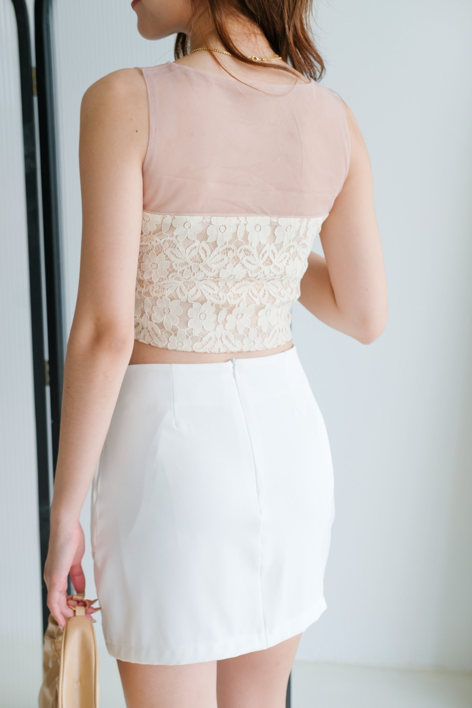 Janette Lace Crop Top (Cream)