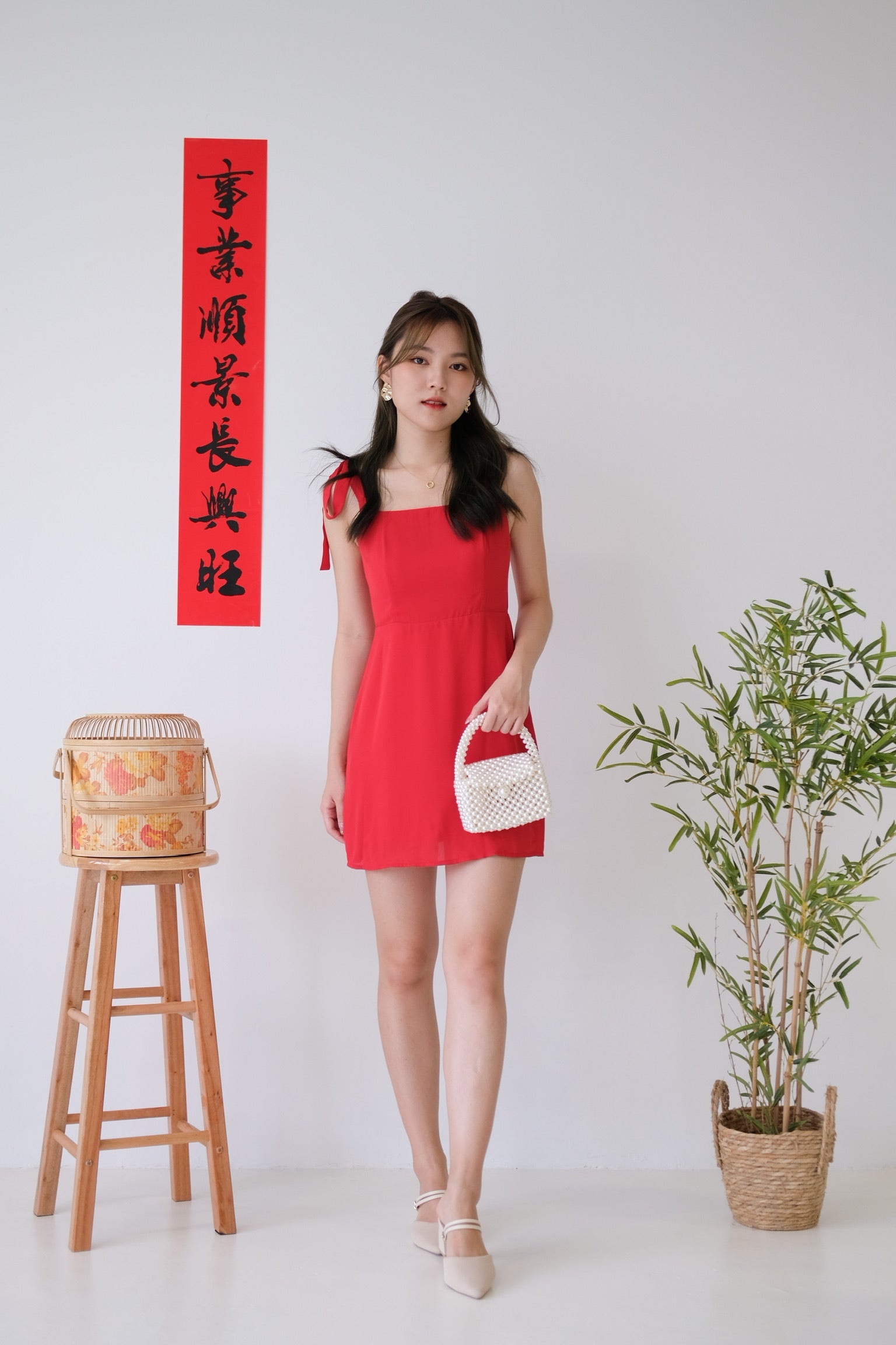 Joanne Square Neck Dress (Apple Red)