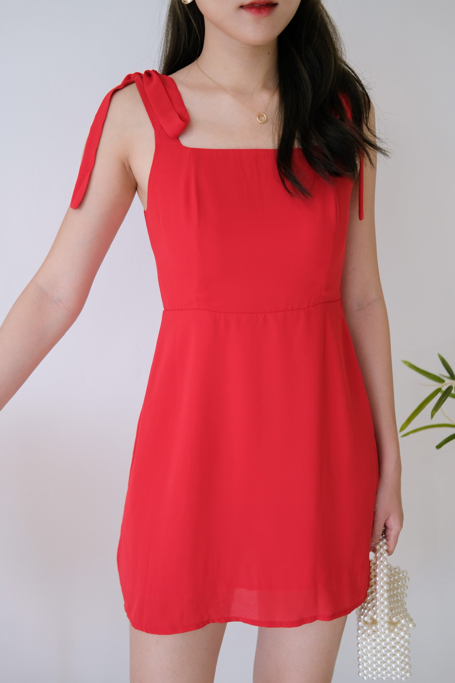 Joanne Square Neck Dress (Apple Red)