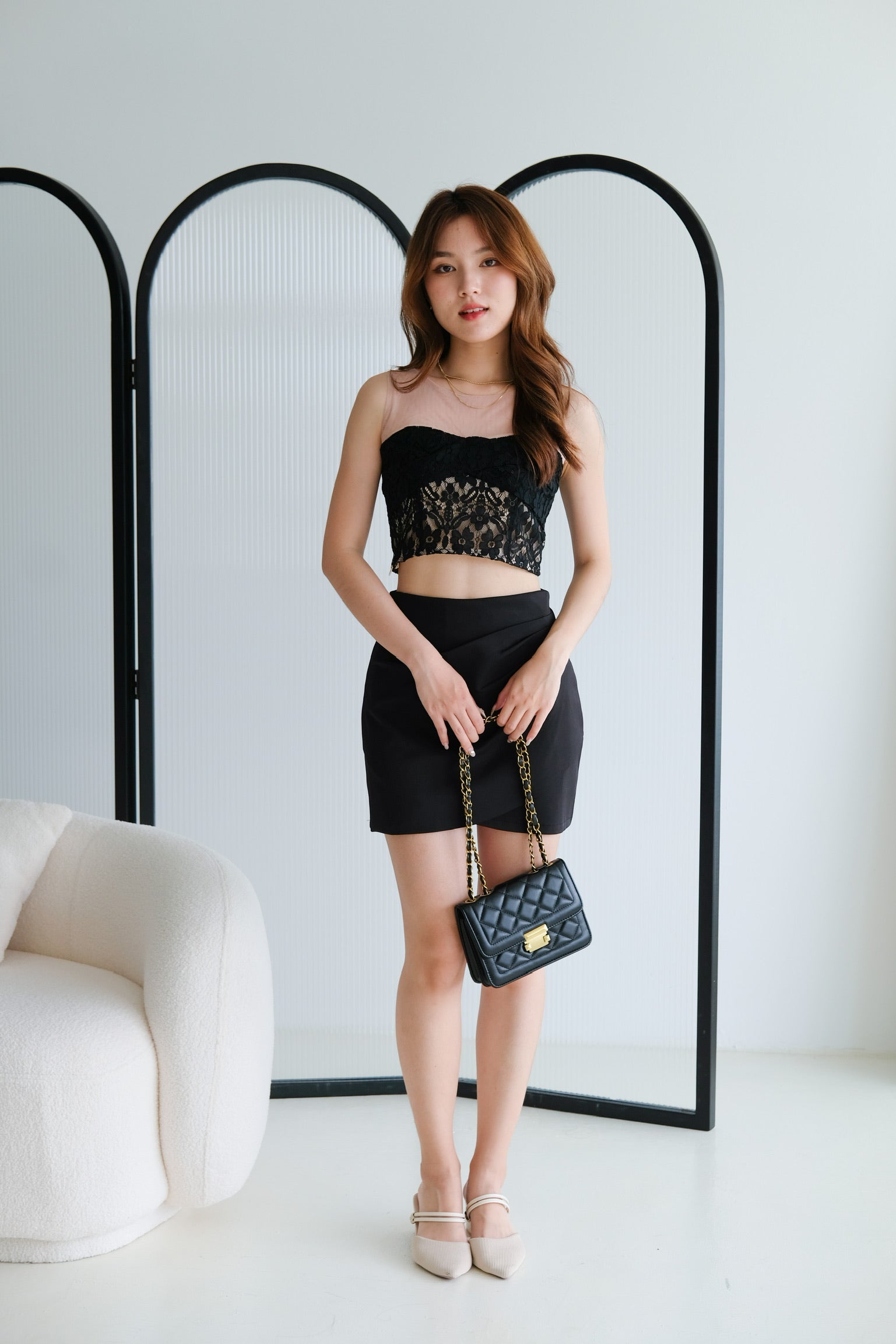 Janette Lace Crop Top (Black)