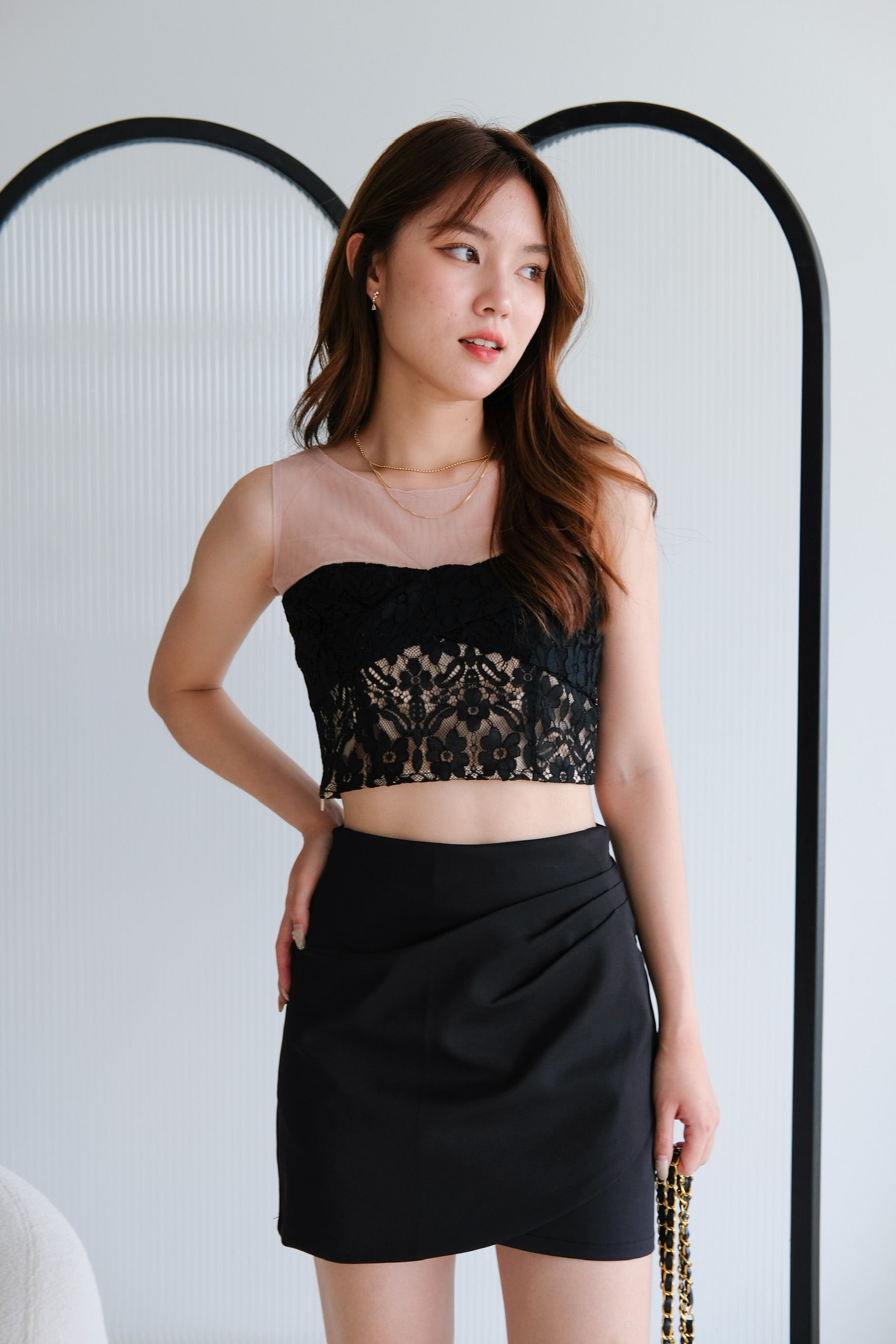Janette Lace Crop Top (Black)
