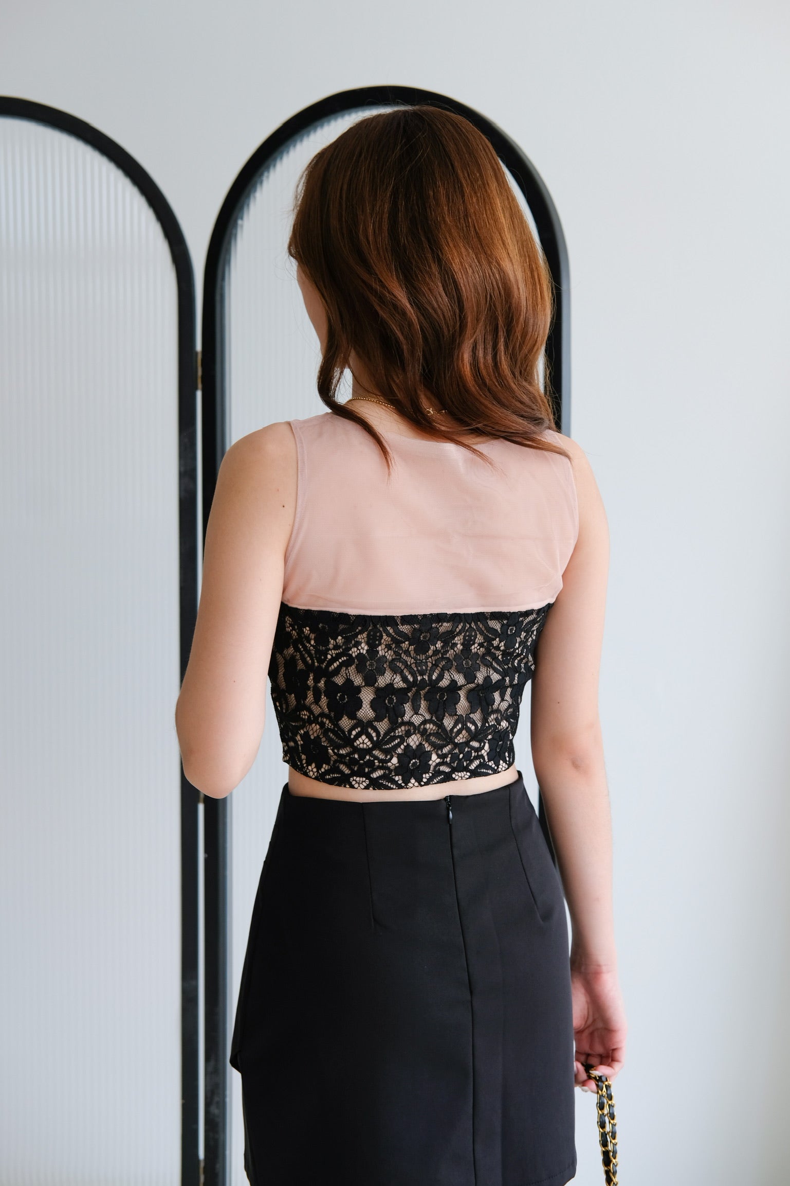 Janette Lace Crop Top (Black)