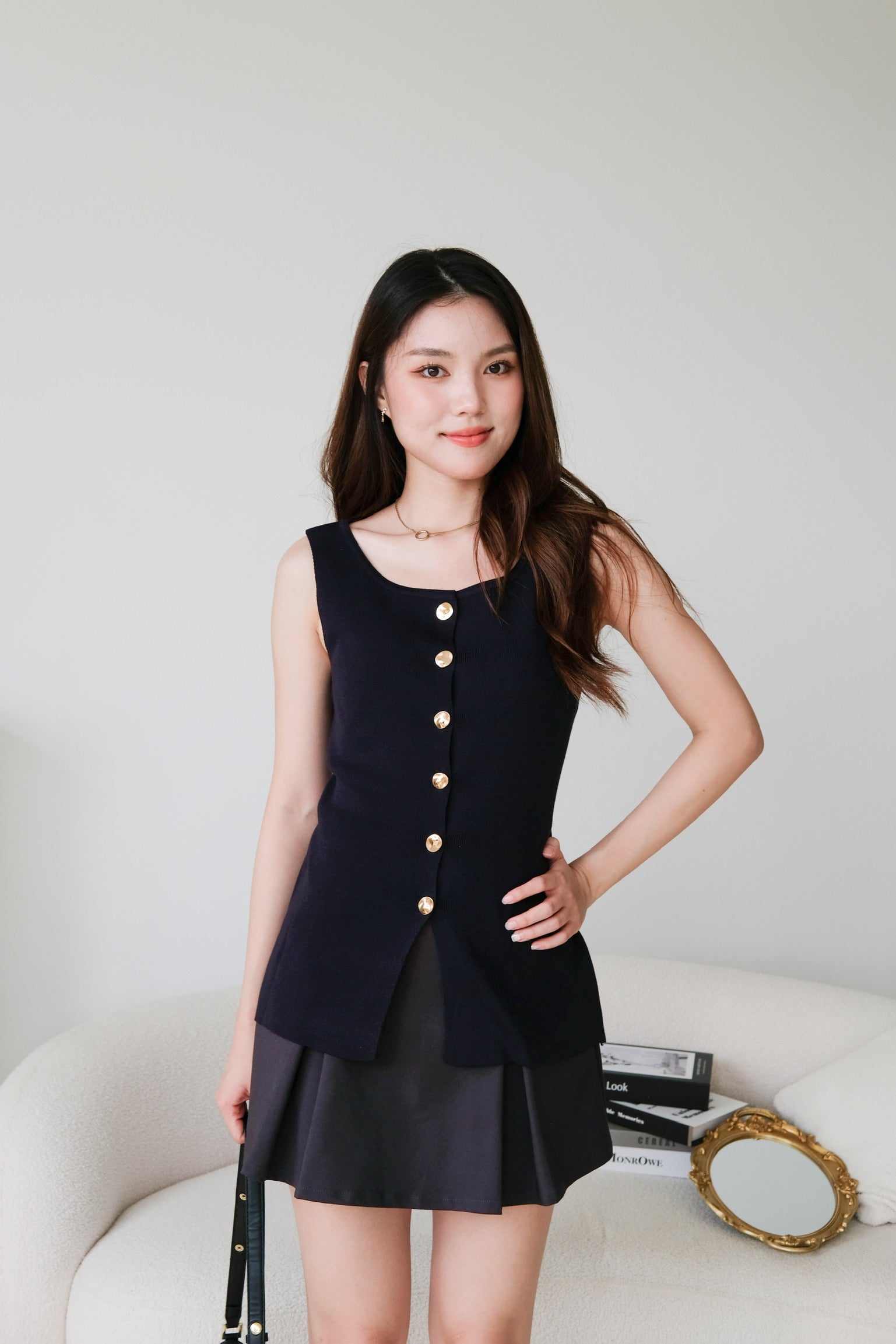 Vel Vest Top (Navy Blue)