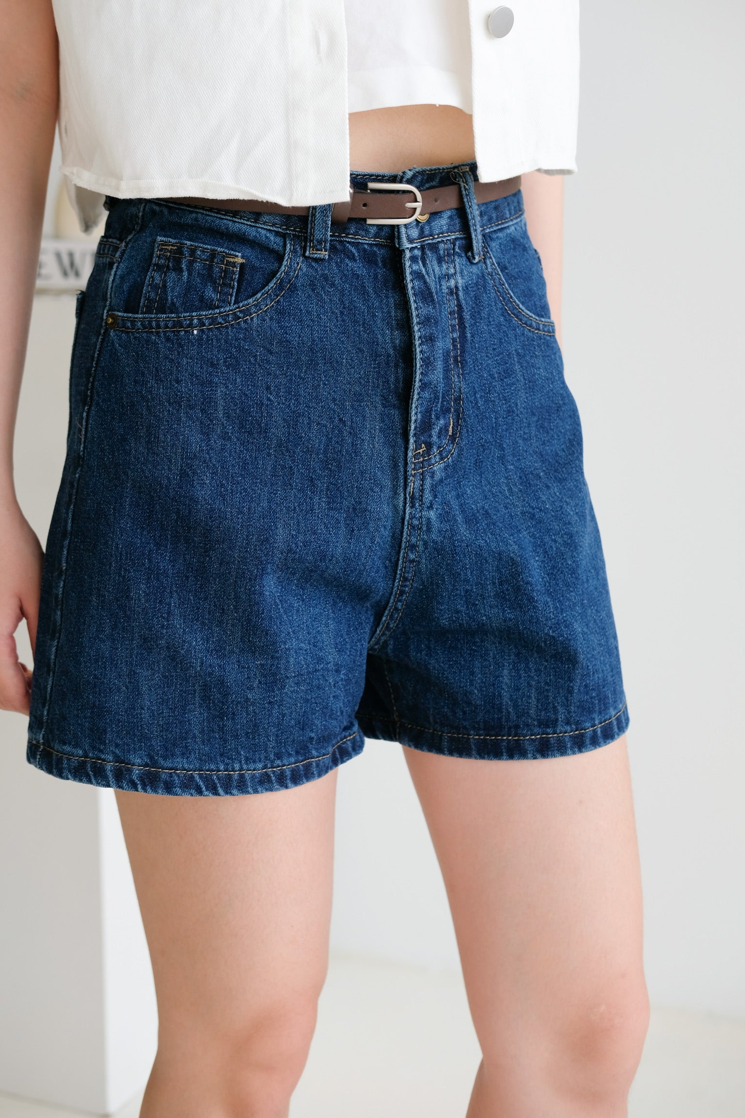 Helda Bermuda Denim Shorts (Dark Blue)
