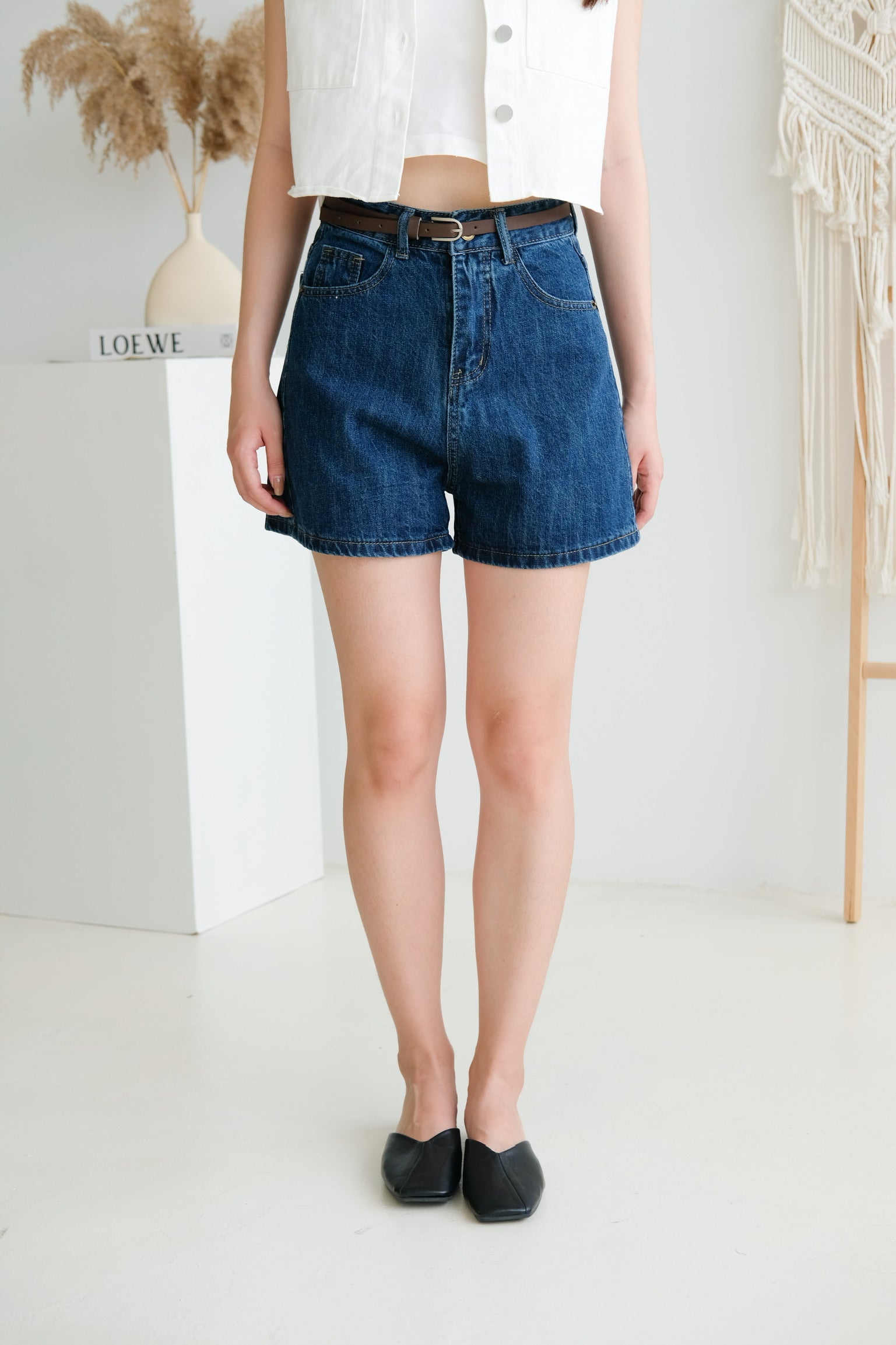 Helda Bermuda Denim Shorts (Dark Blue)