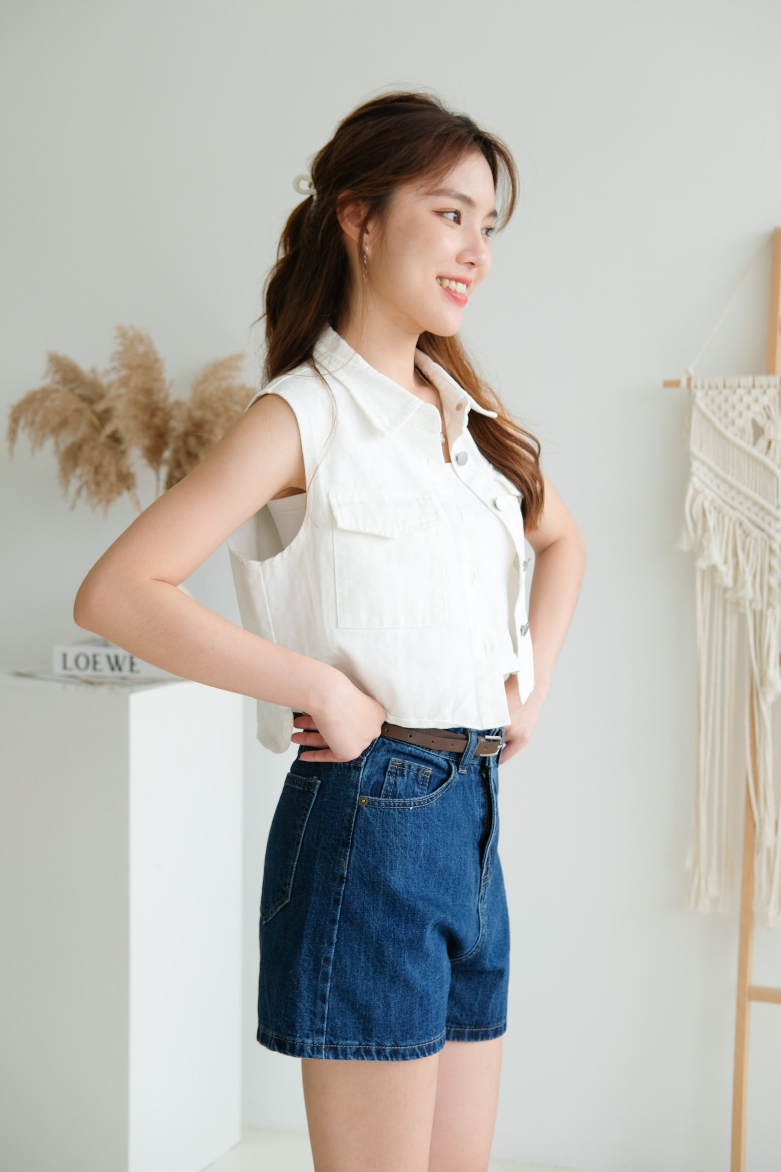 Helda Bermuda Denim Shorts (Dark Blue)