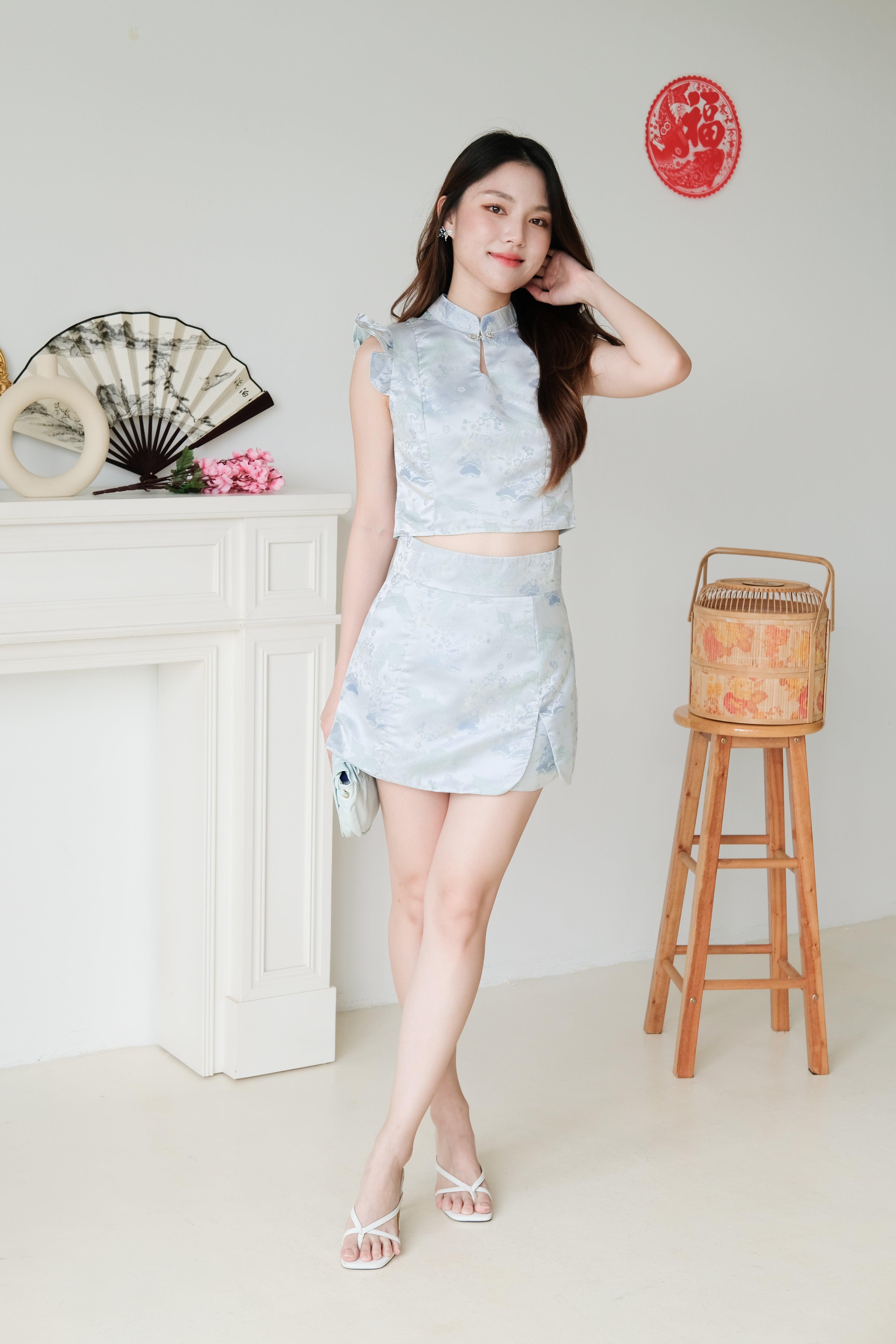 Xian He Modern Cheongsam Set (Sky Blue)