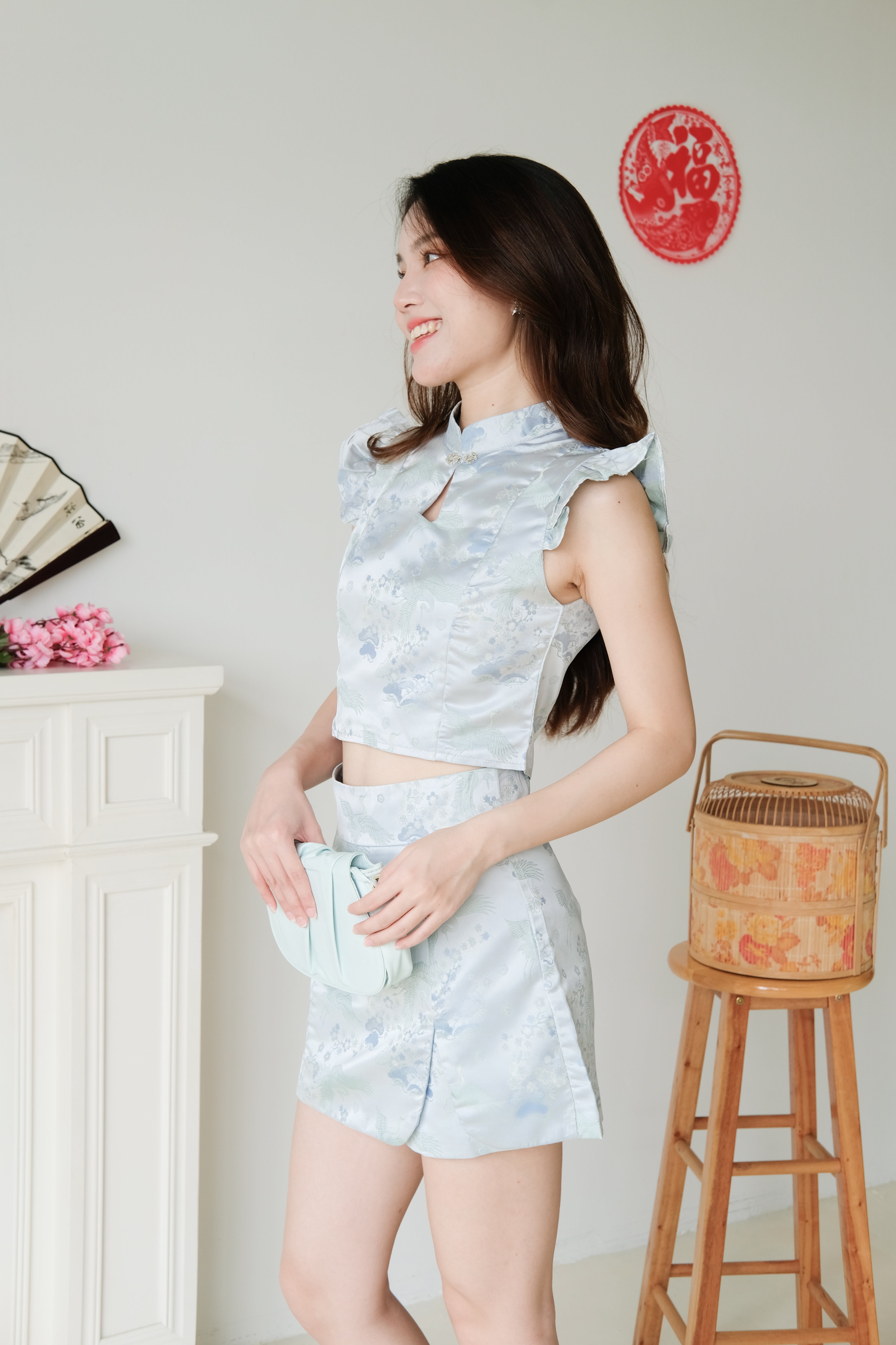 Xian He Modern Cheongsam Set (Sky Blue)