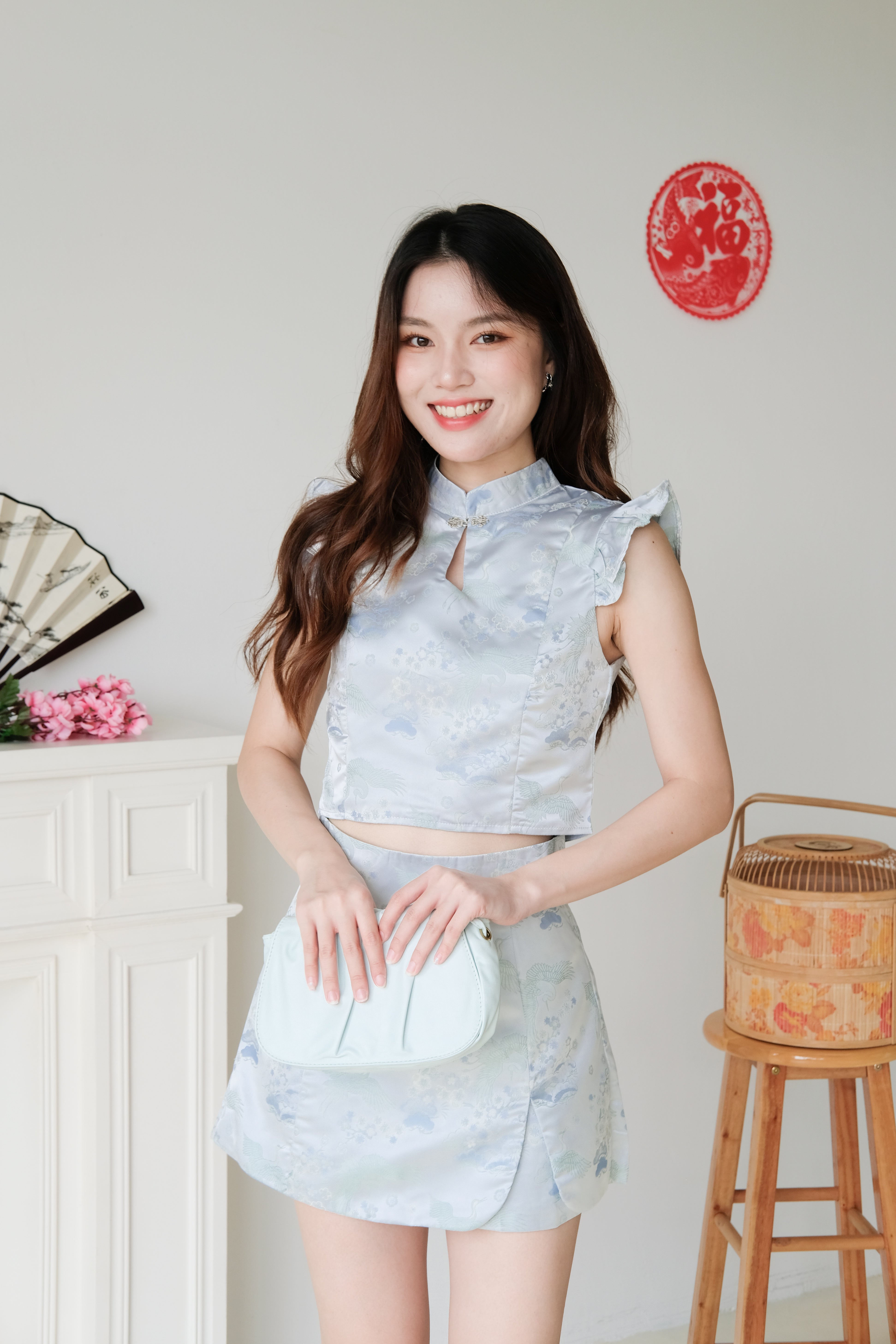 Xian He Modern Cheongsam Set (Sky Blue)