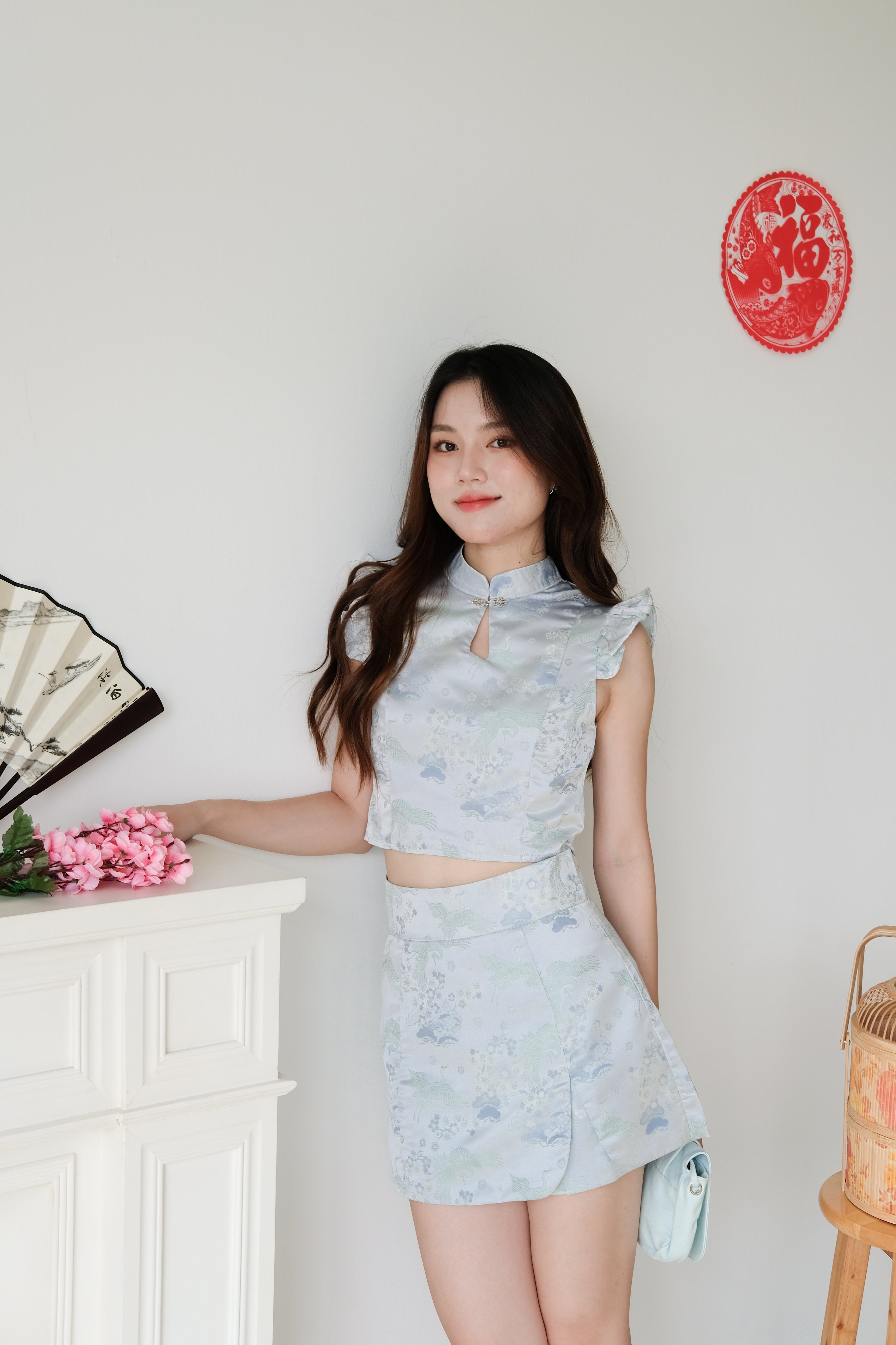 Xian He Modern Cheongsam Set (Sky Blue)