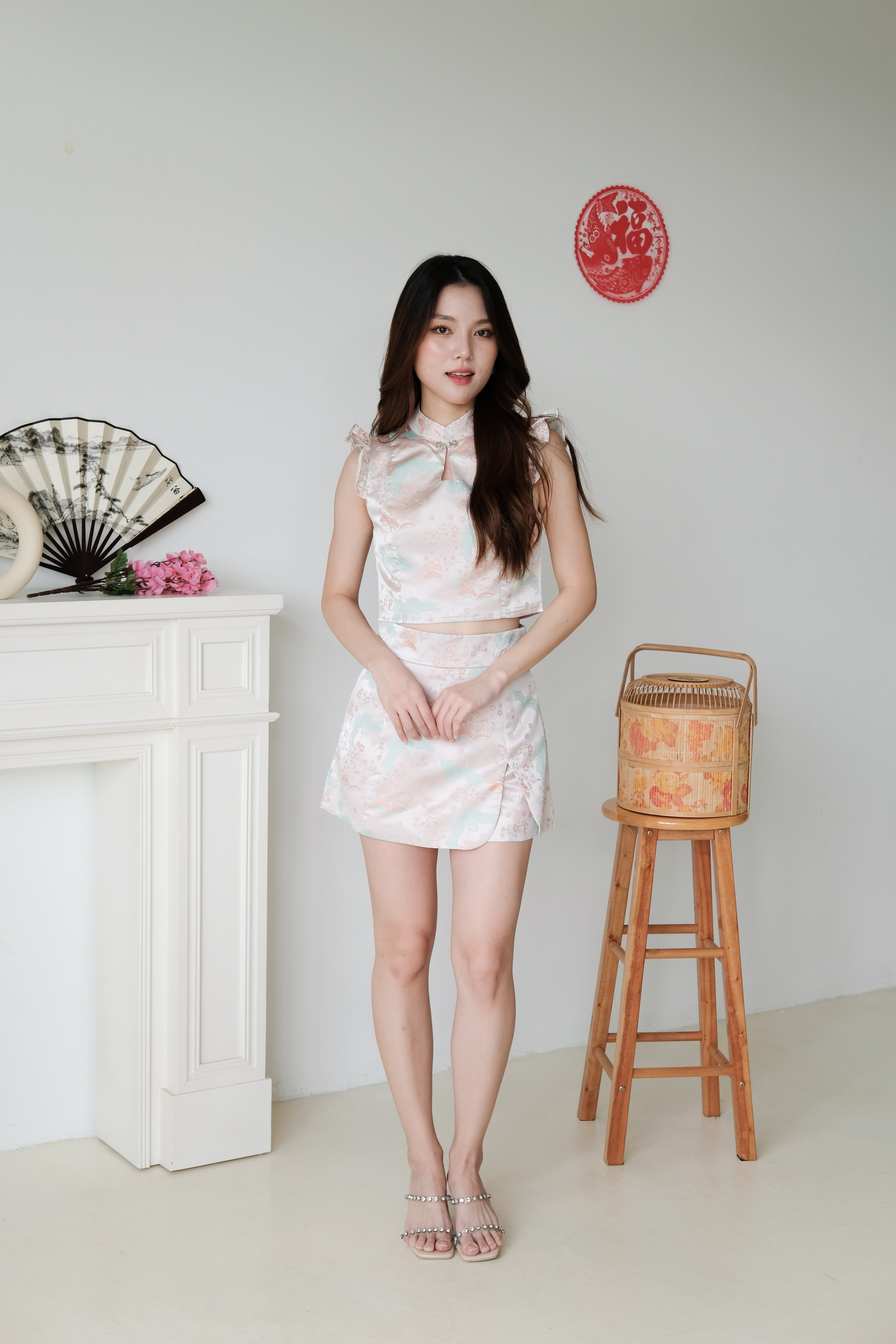 Xian He Modern Cheongsam Set (Salmon Pink)