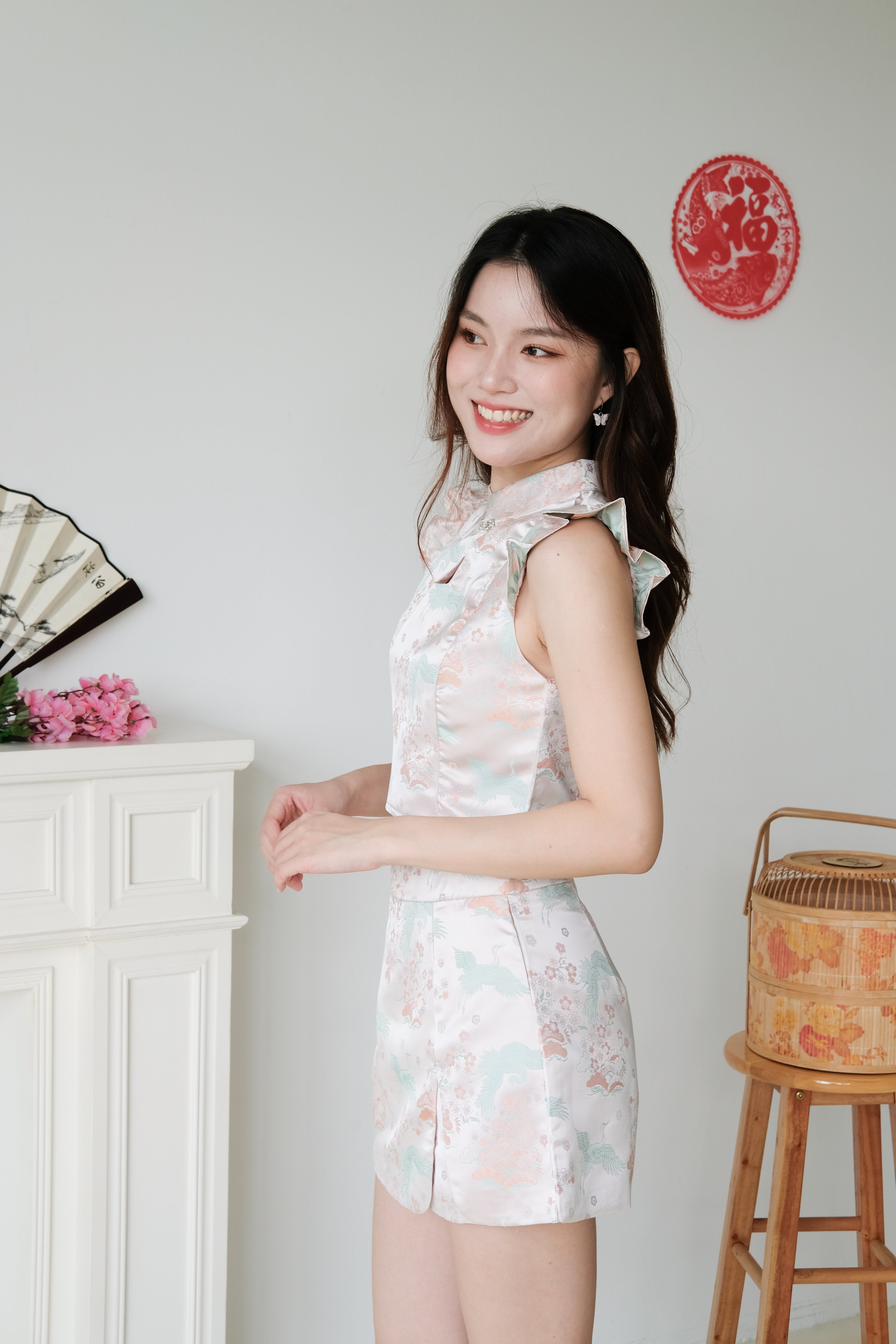 Xian He Modern Cheongsam Set (Salmon Pink)