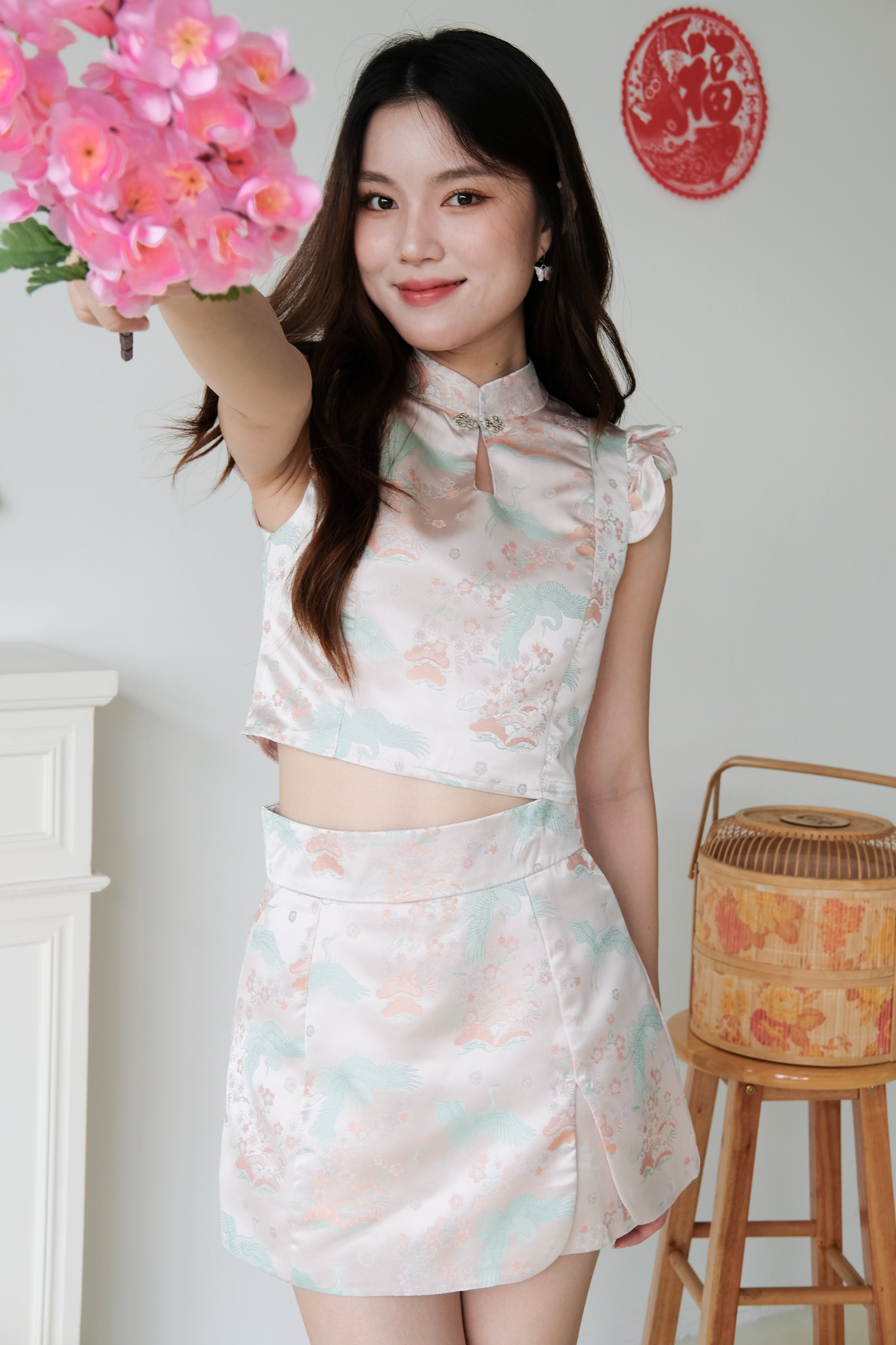 Xian He Modern Cheongsam Set (Salmon Pink)