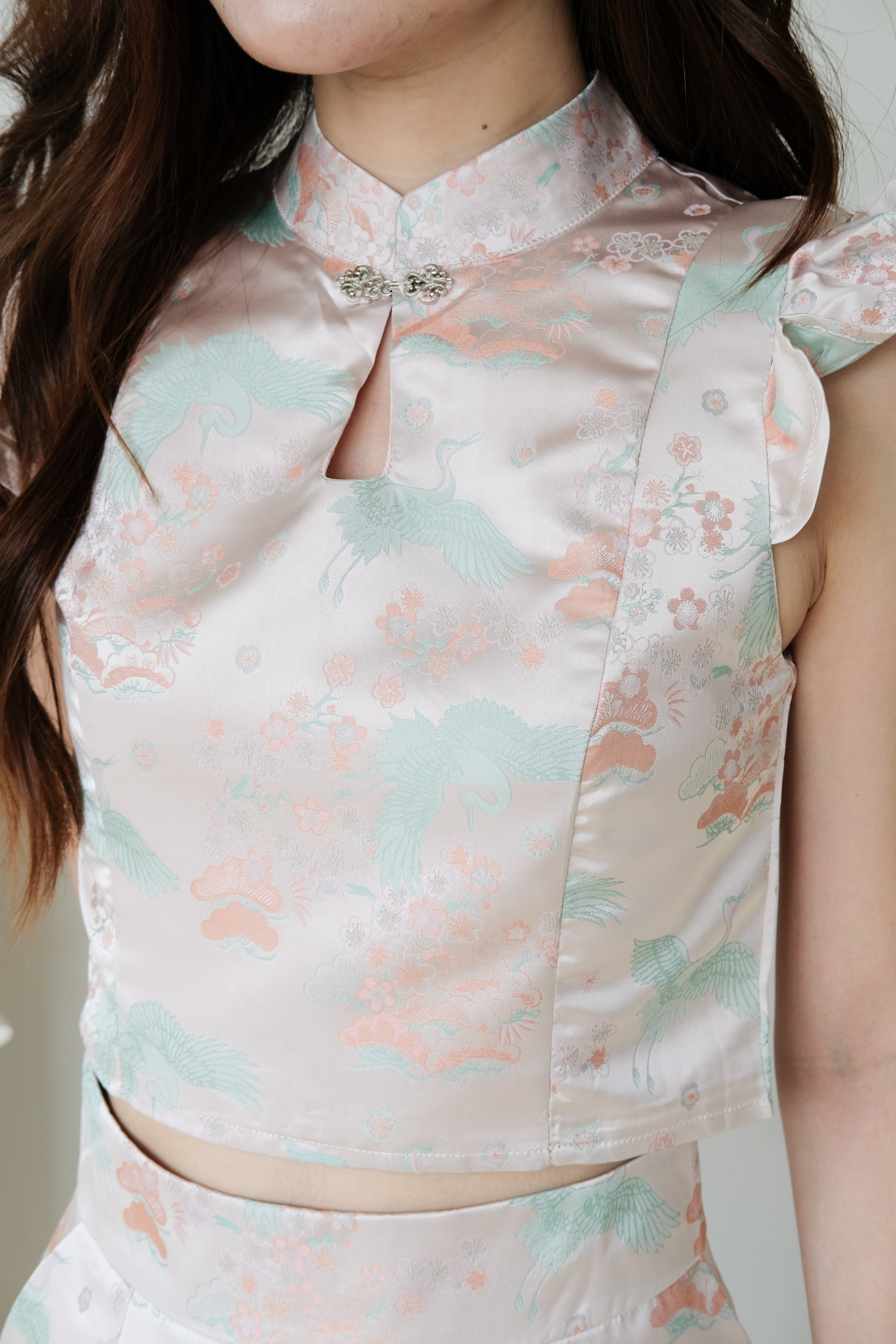 Xian He Modern Cheongsam Set (Salmon Pink)