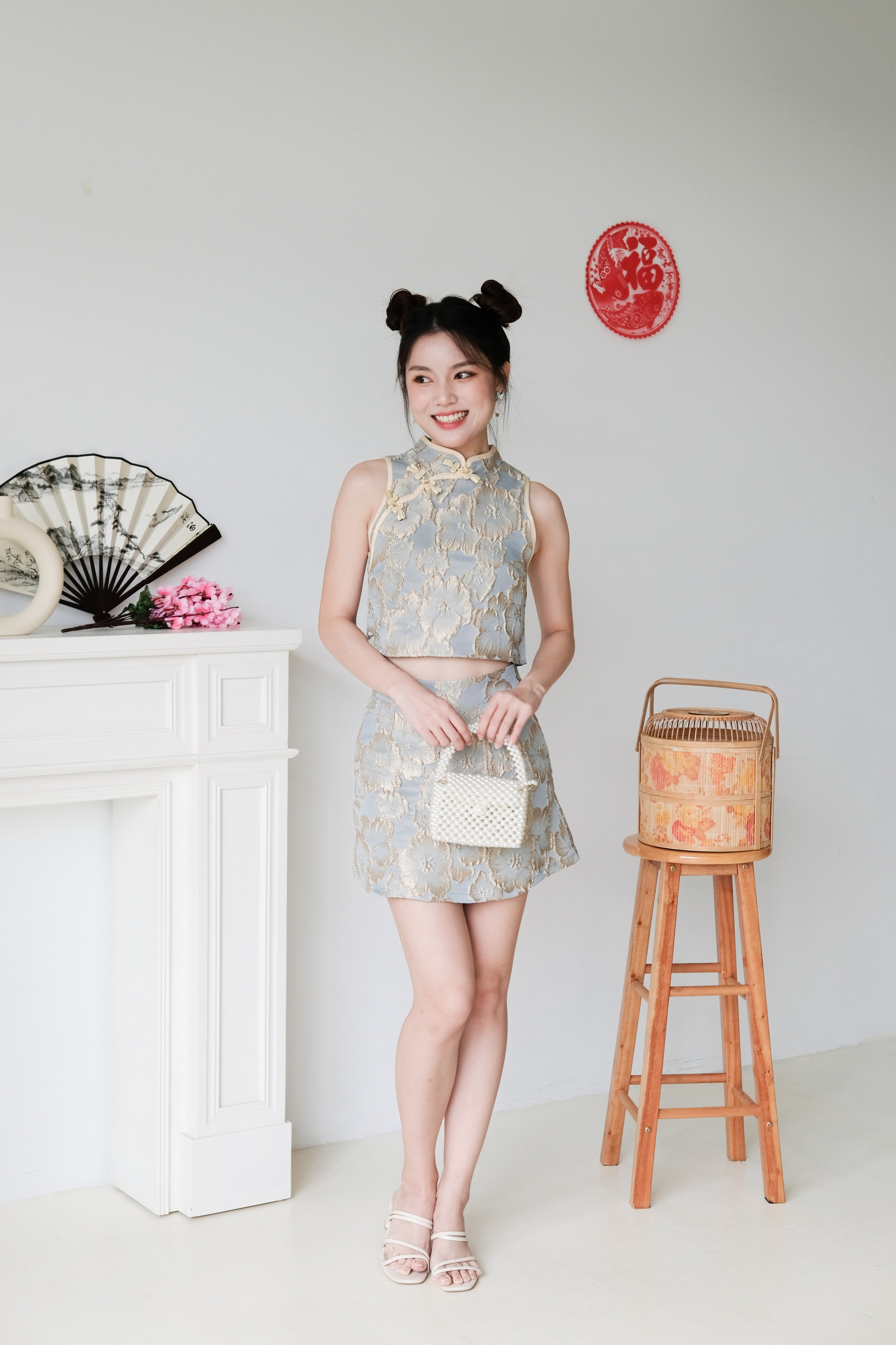 Hua Modern Cheongsam Set (Ocean Blue)