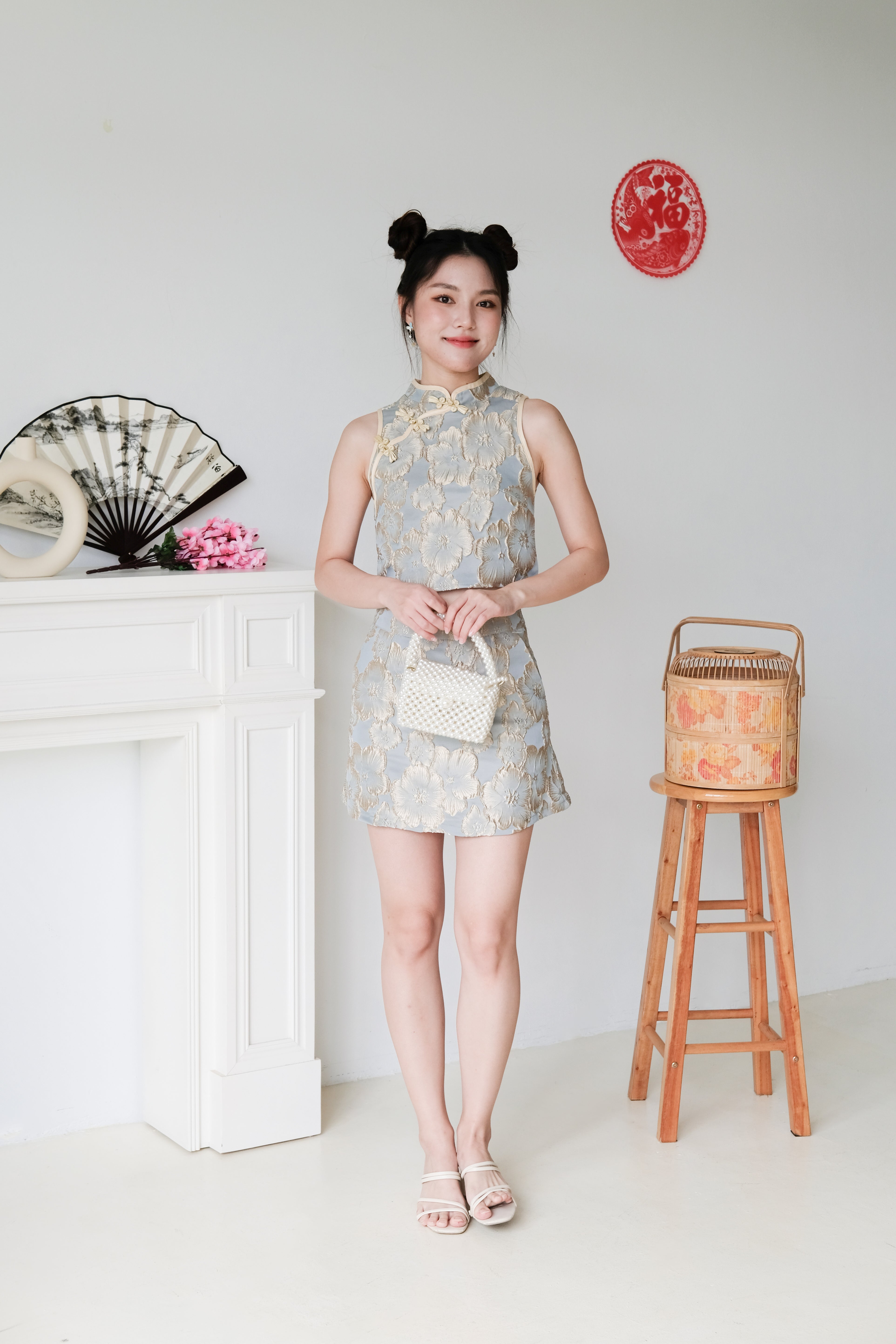 Hua Modern Cheongsam Set (Ocean Blue)