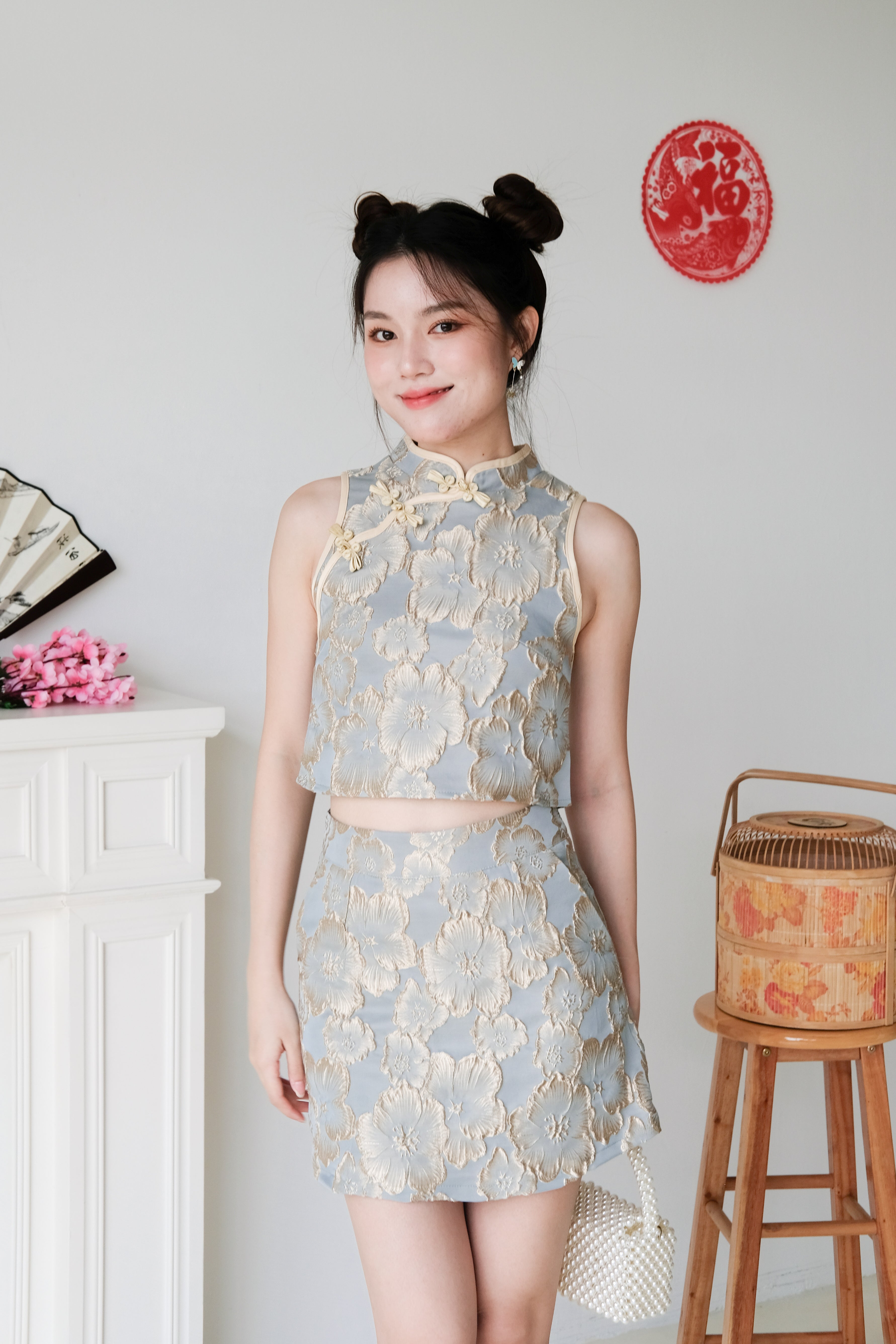 Hua Modern Cheongsam Set (Ocean Blue)