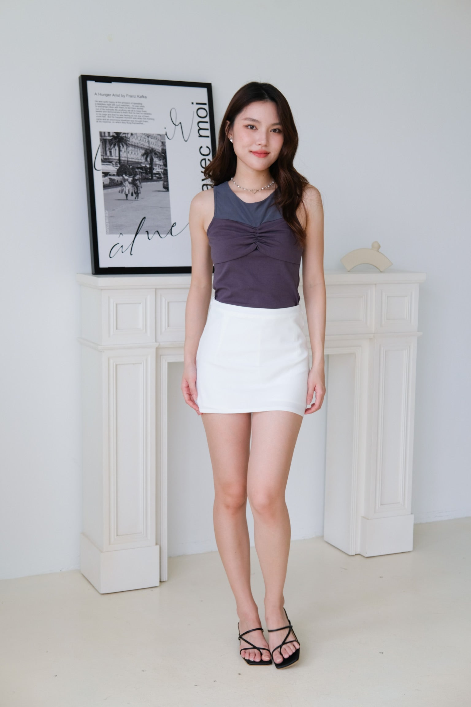 Lannie Tailored A-Line Skort (White)