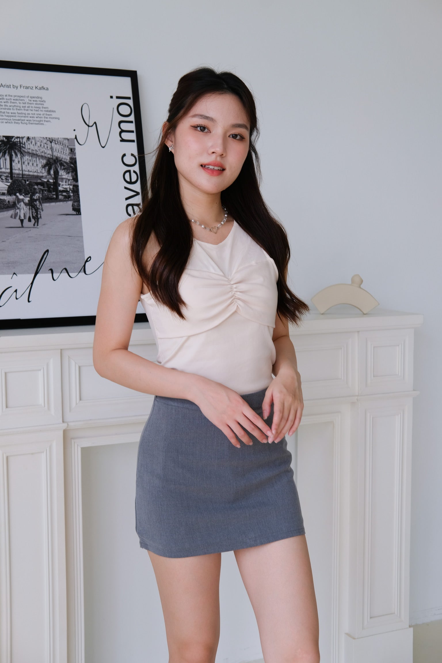 Lannie Tailored A-Line Skort (Dark Grey)