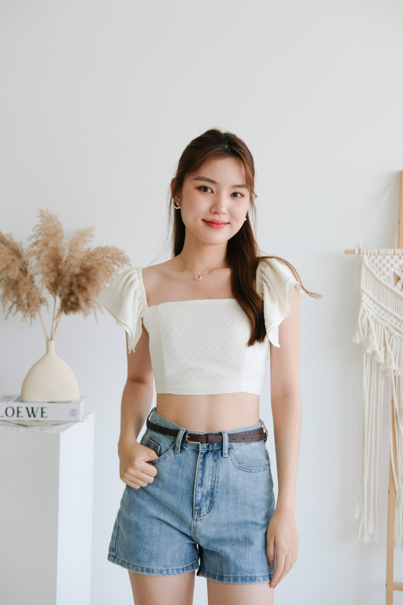 Ceci Swiss Dot Top (Cream)
