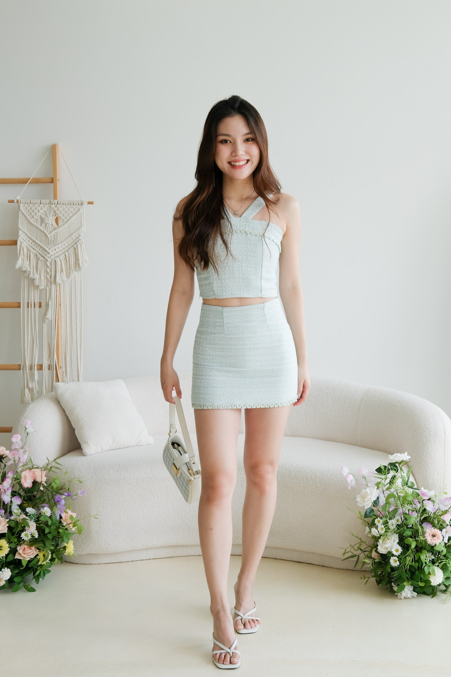 Richelle Tweed Skirt (Pastel Blue)