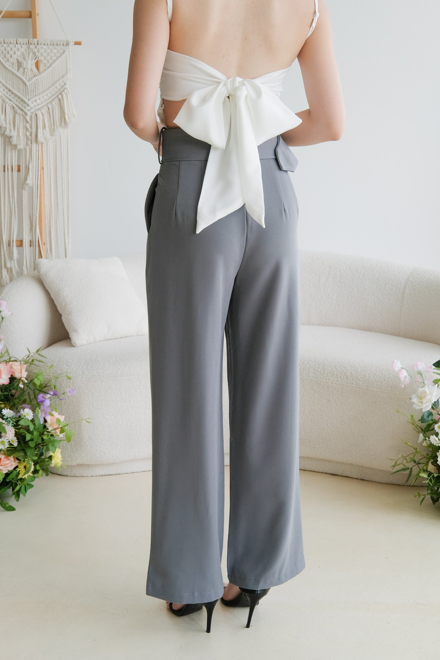 Mabel Belted Culottes Pants (Dusty Blue)