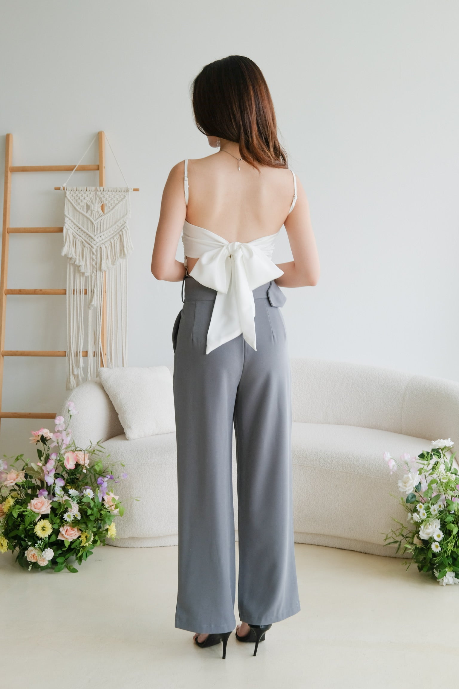 Mabel Belted Culottes Pants (Dusty Blue)