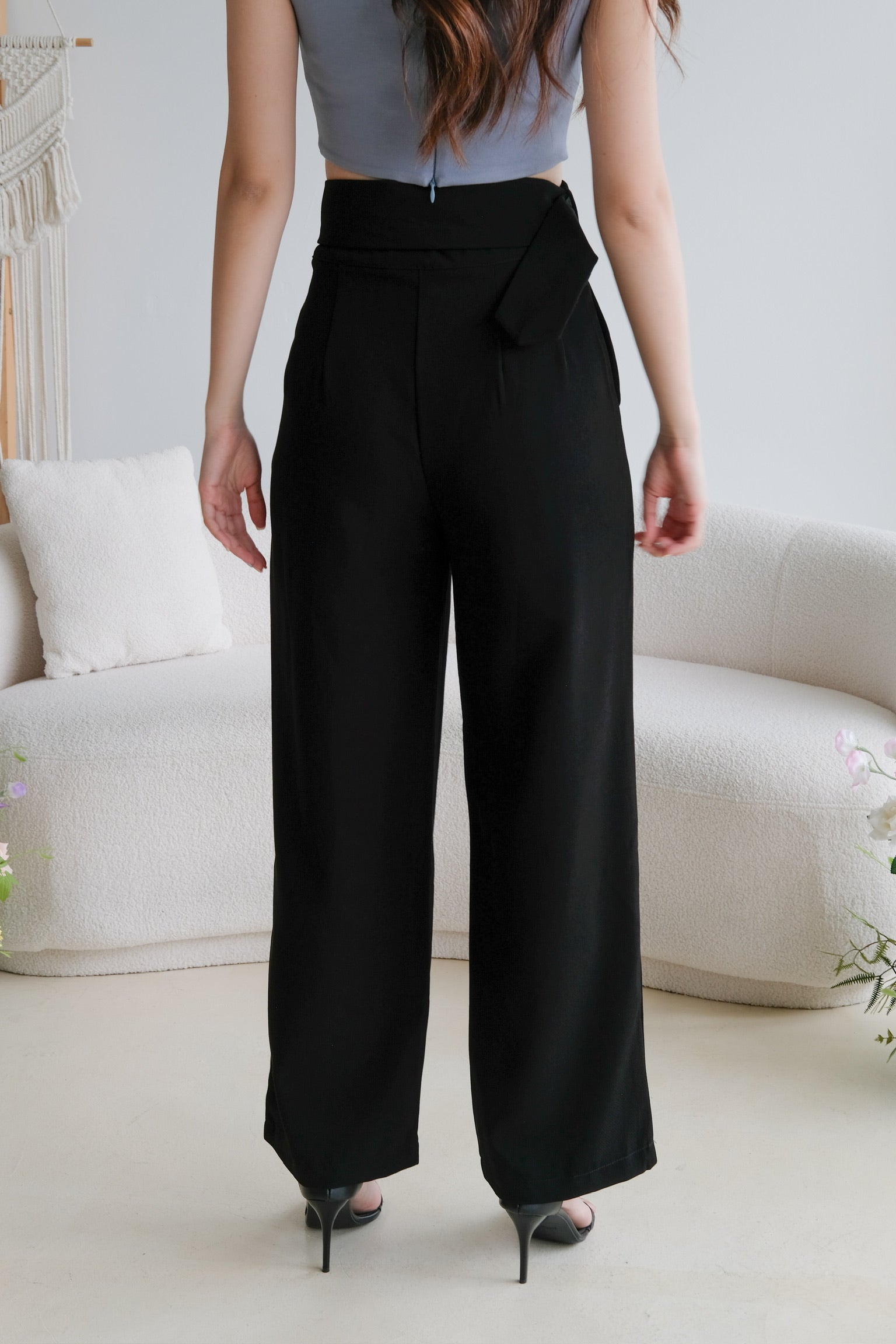 Mabel Belted Culottes Pants (Black)