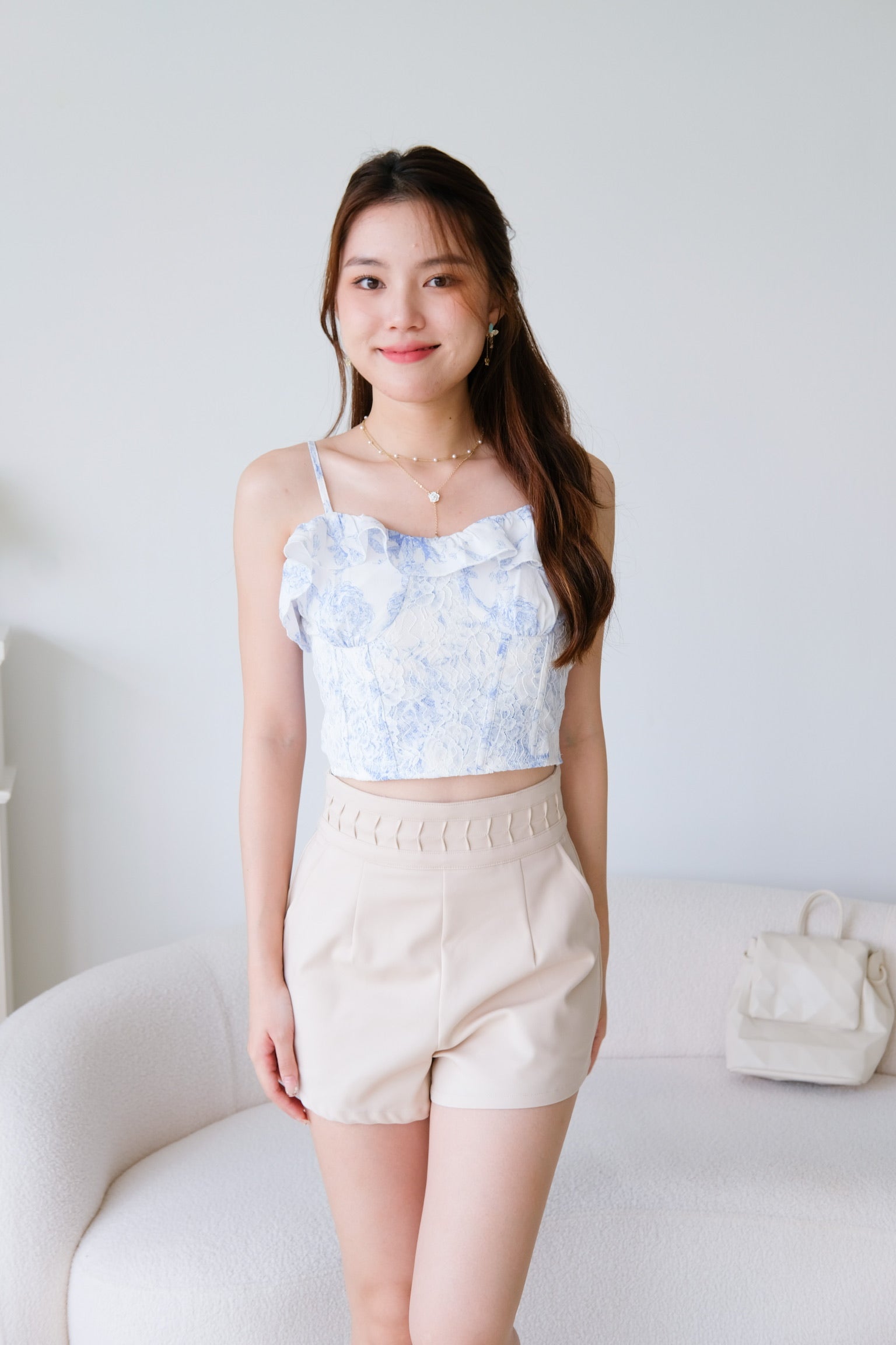 Andrea Abstract Ruffle Crop (Sky Blue)