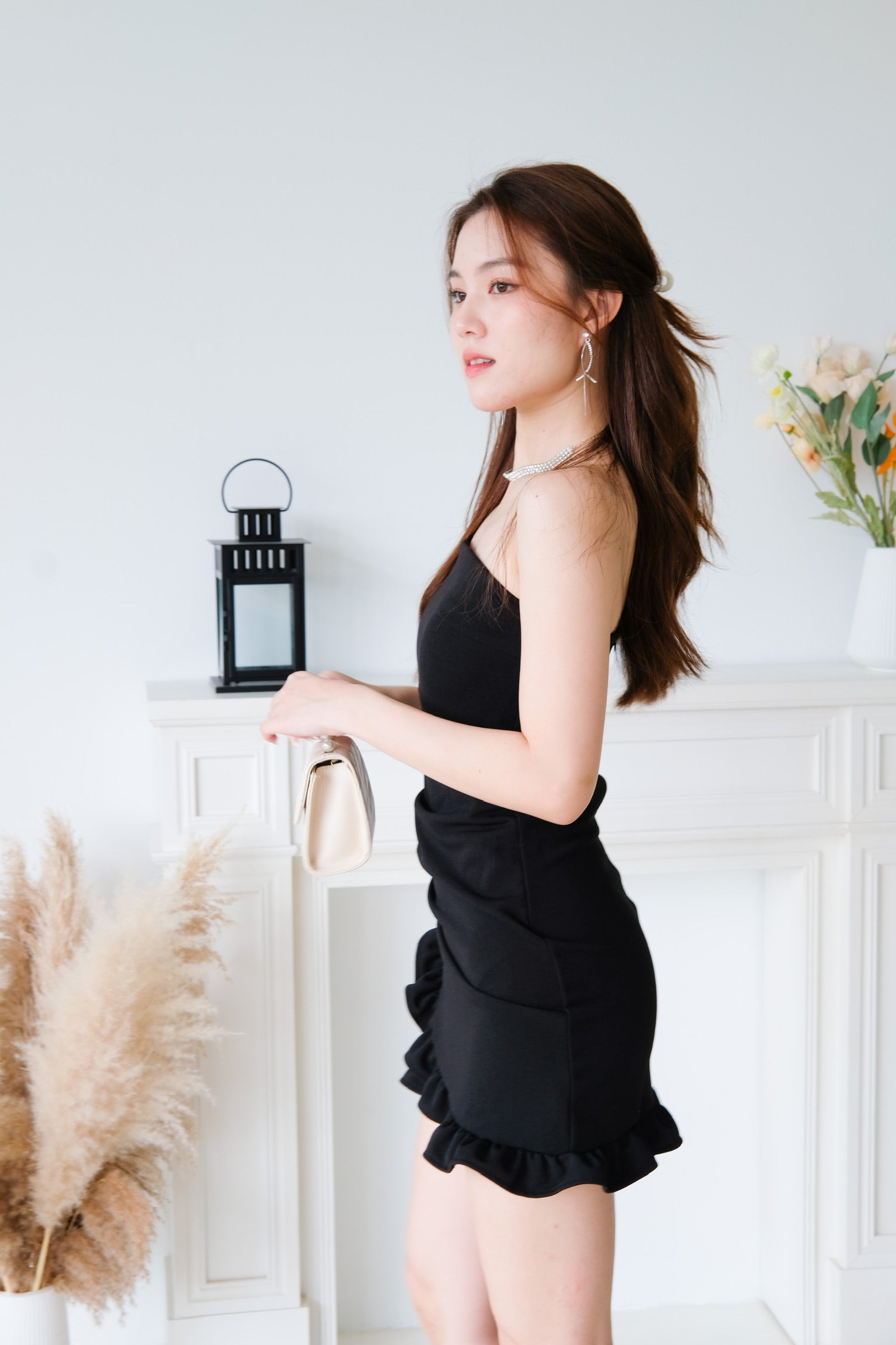 Cynthia Ruffle Tube Dress (Black)