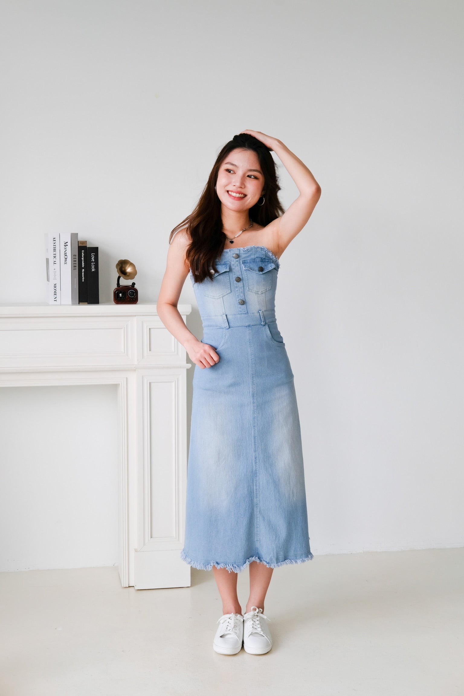 Altitude Denim Tube Maxi Dress (Light Wash)