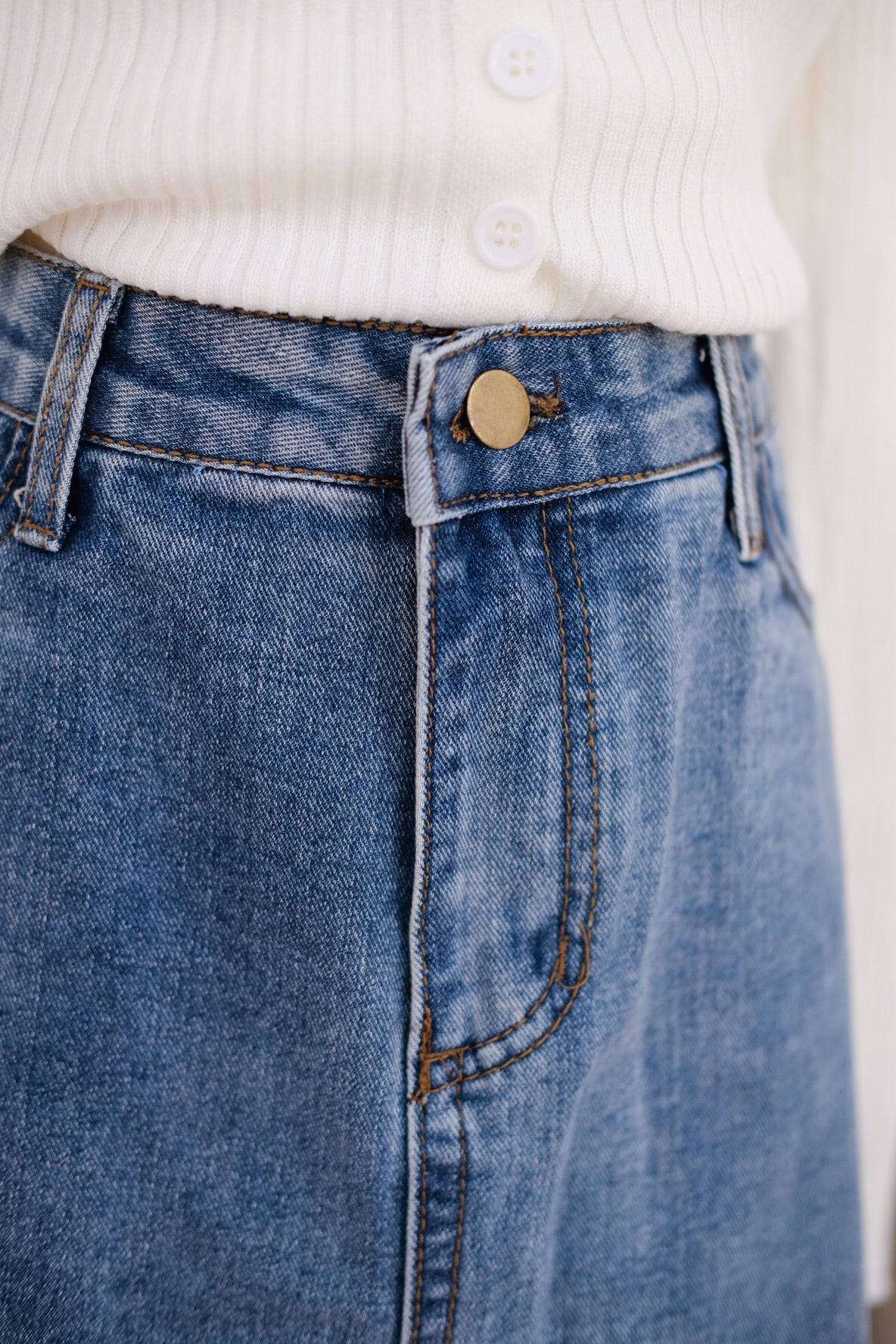 Dark Blue Denim High Waist Skirt