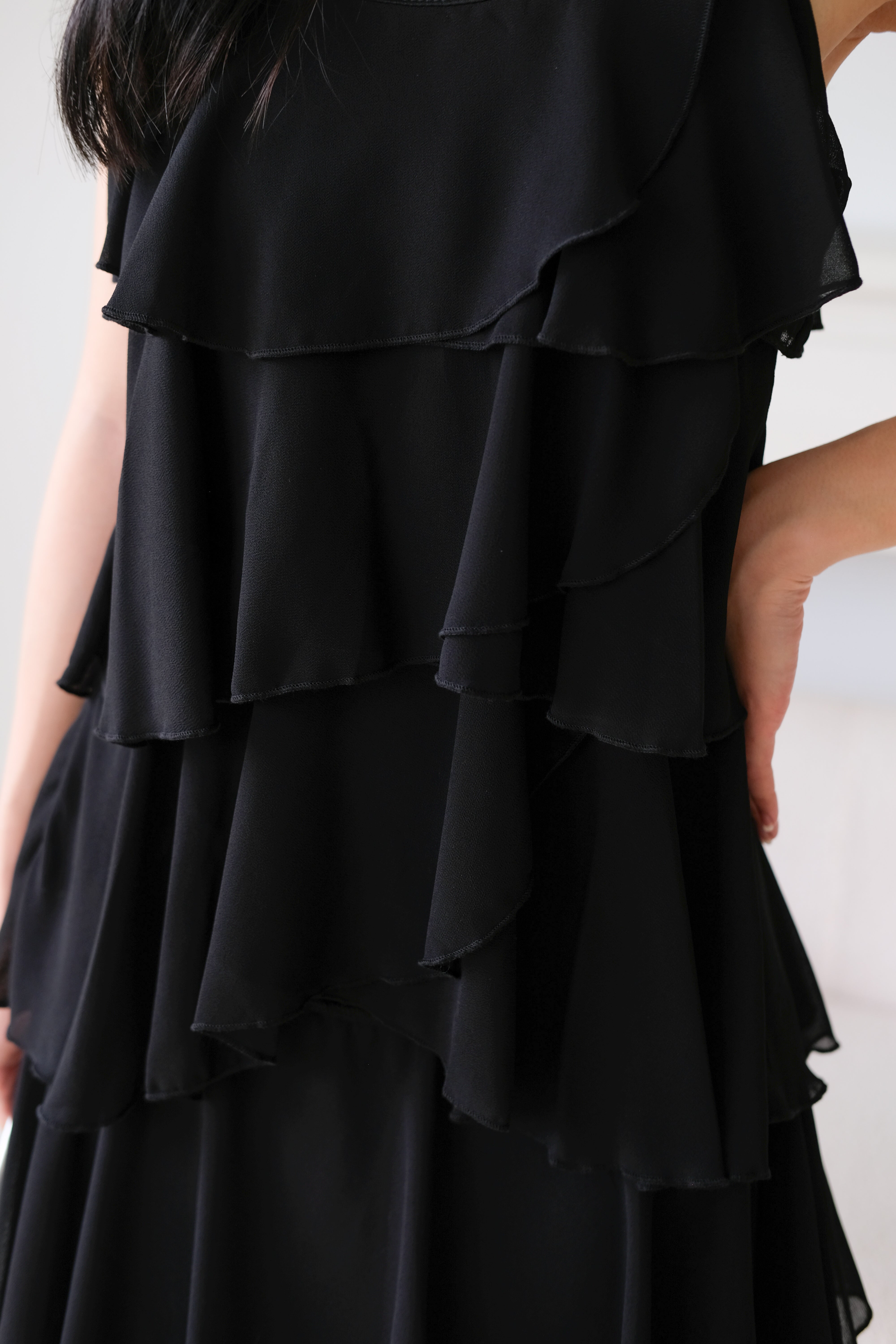 Pixie Layered Ruffle Dress (Black)